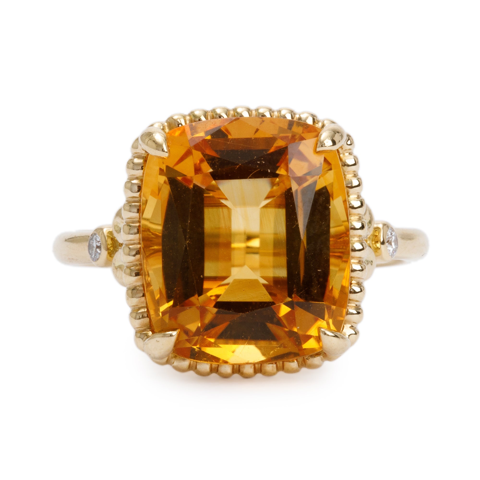 Tiffany & Co. 18k Yellow Gold Citrine & Diamond Cocktail Ring, Size 7