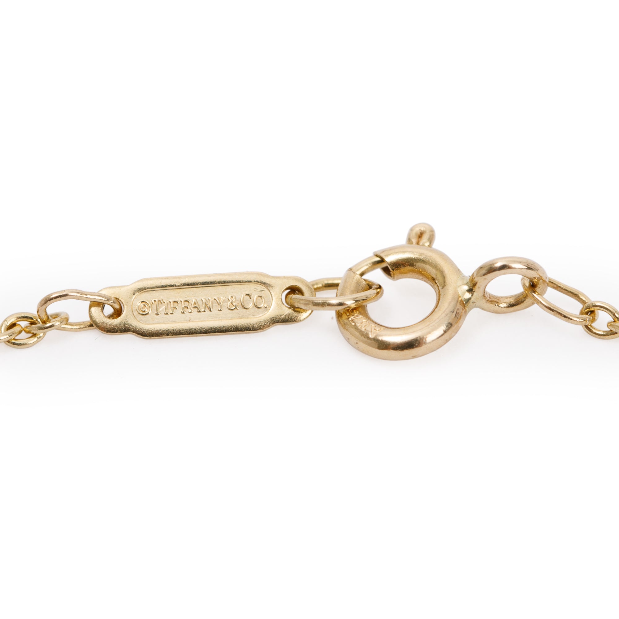 Tiffany & Co. 18k Yellow Gold Diamond Mini Modern Keys Open Round Key Pendant Necklace