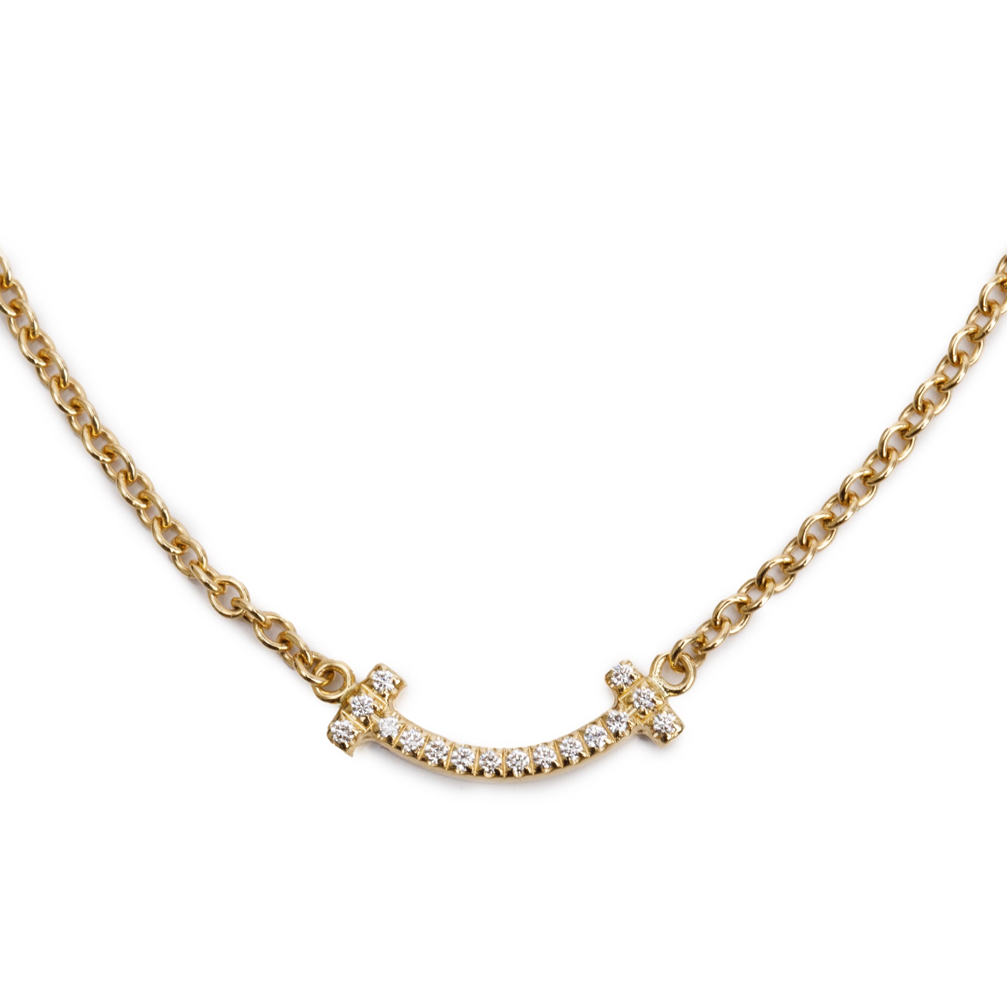 Tiffany & Co. 18k Yellow Gold Diamond T Smile Bracelet w/ Box