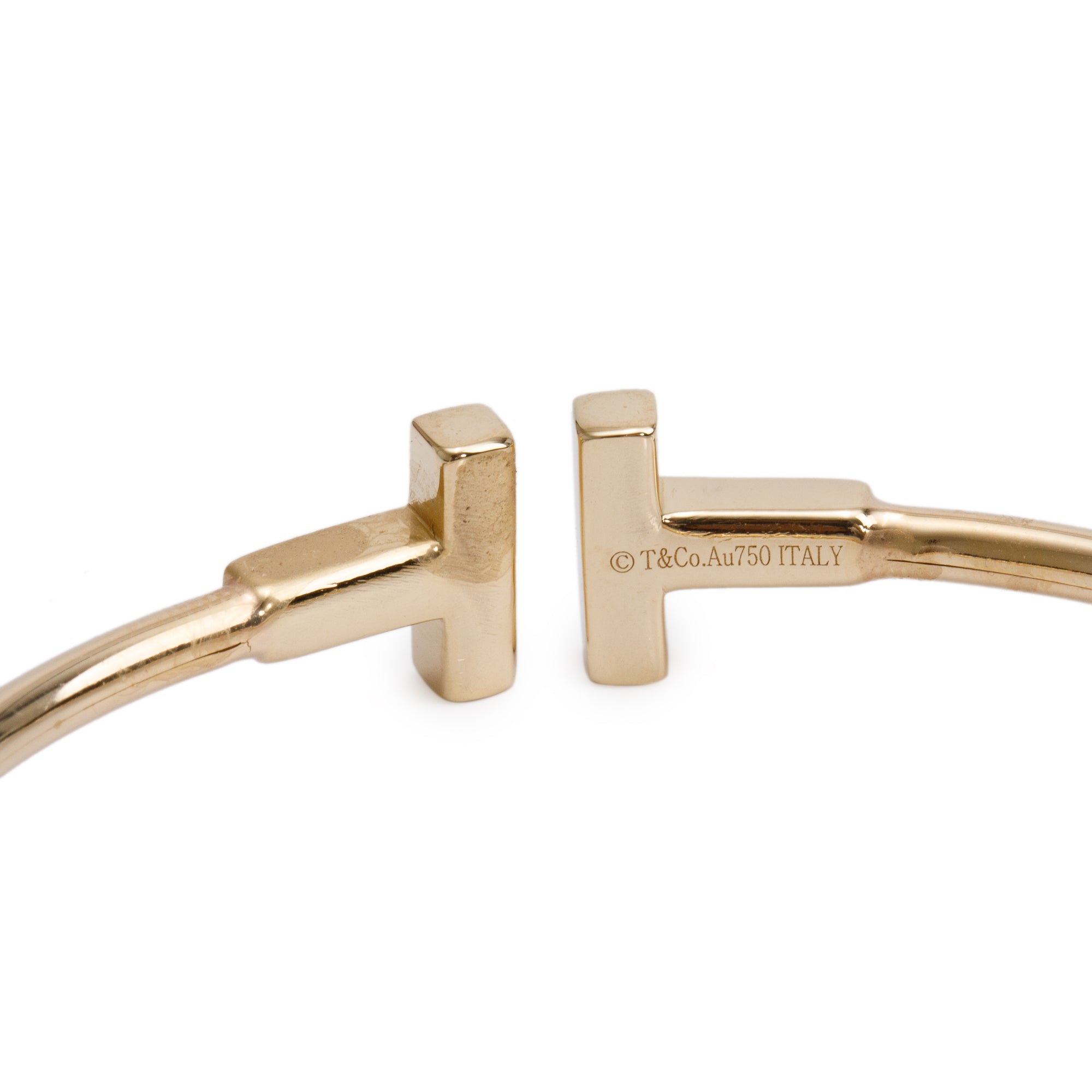 Tiffany & Co. 18k Yellow Gold Diamond T Wire Bracelet w/ Box