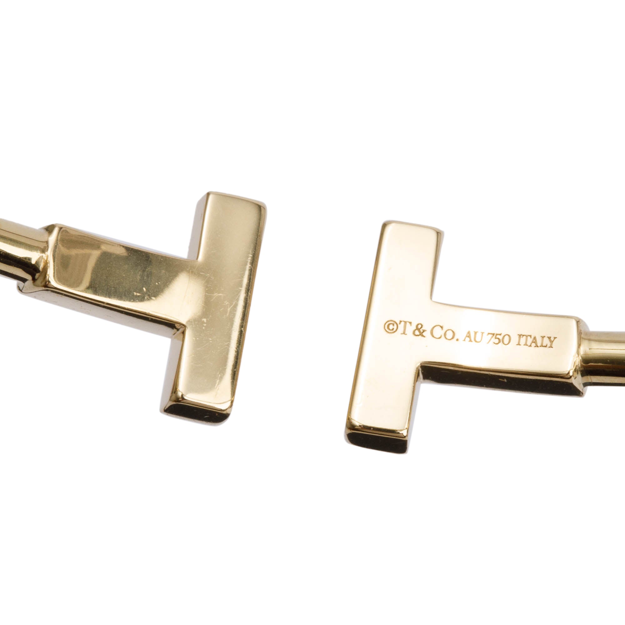 Tiffany & Co. 18k Yellow Gold Diamond T Wire Bracelet w/ Box