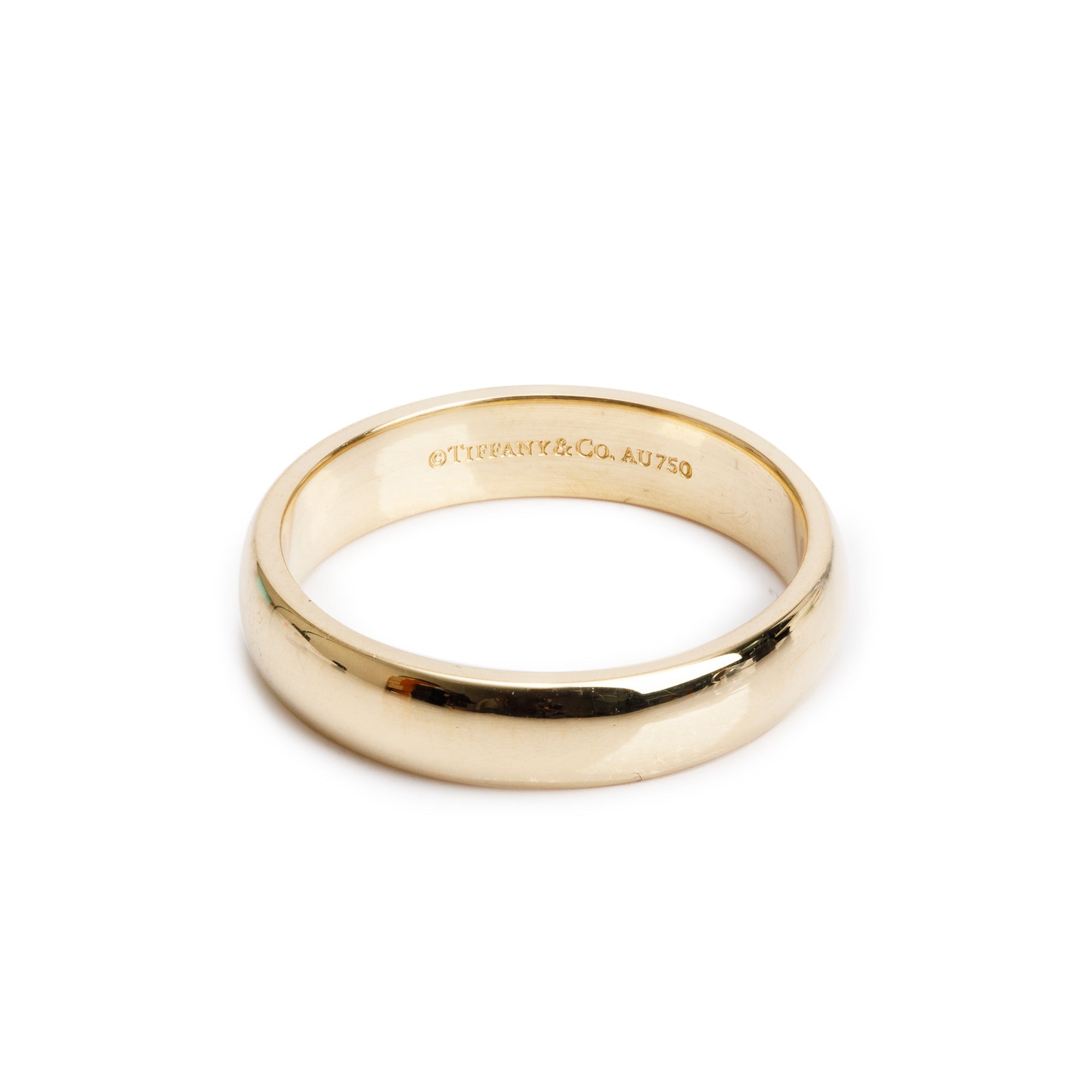 Tiffany & Co. 18k Yellow Gold Forever 4.5 MM Wedding Band Ring, Size 8.5