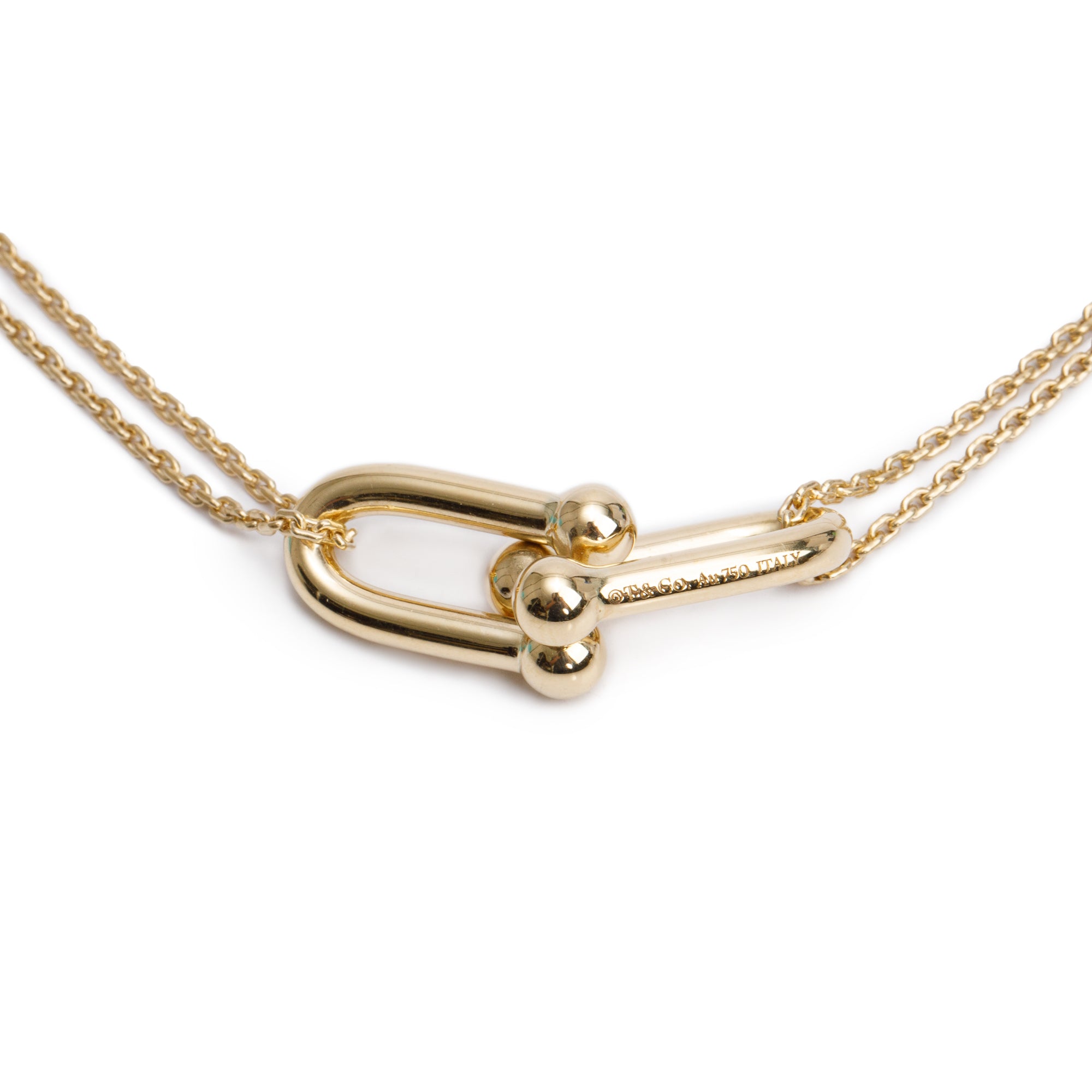 Tiffany & Co. 18k Yellow Gold HardWear Large Double Link Pendant Necklace w/ Box