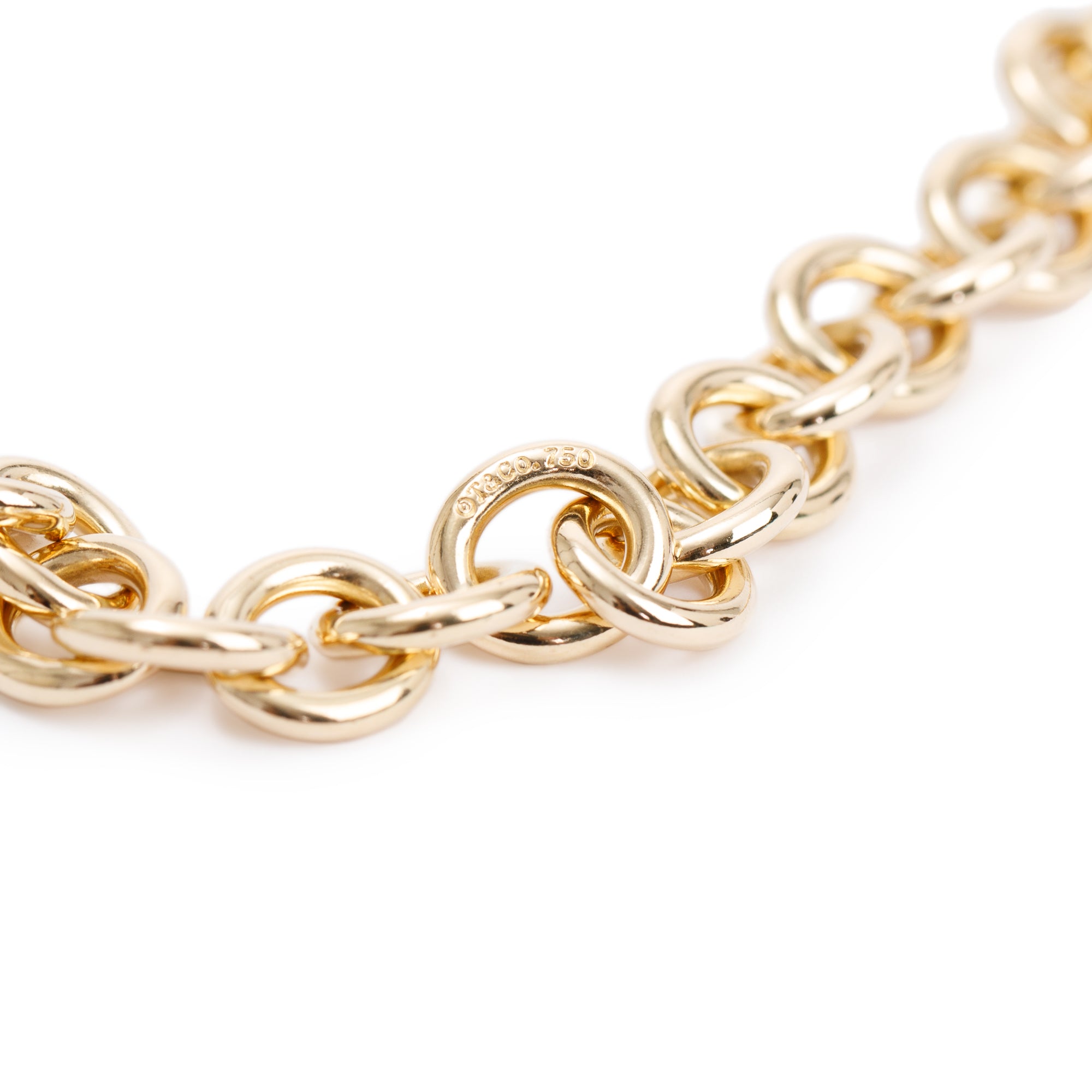 Tiffany & Co. 18k Yellow Gold Heart Clasp Collar Necklace w/ Box