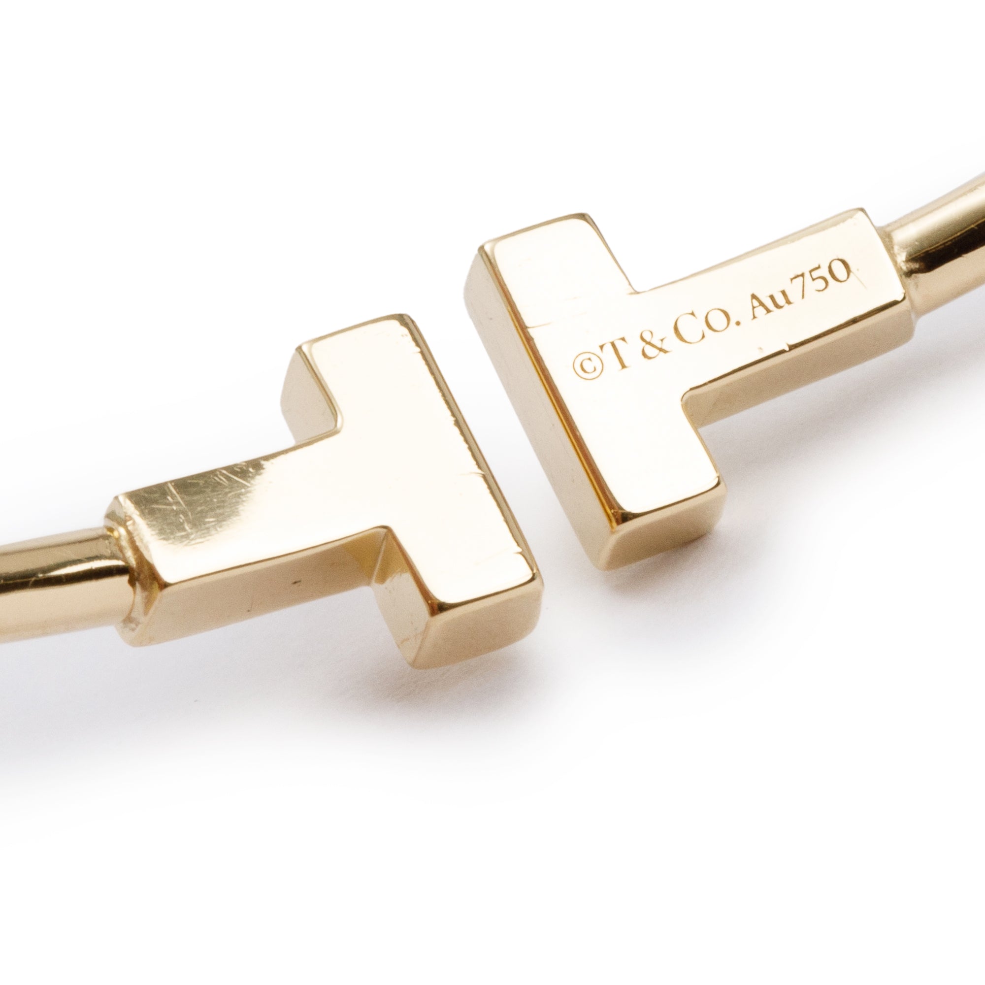 Tiffany & Co. 18k Yellow Gold Narrow T Wire Bracelet w/ Box