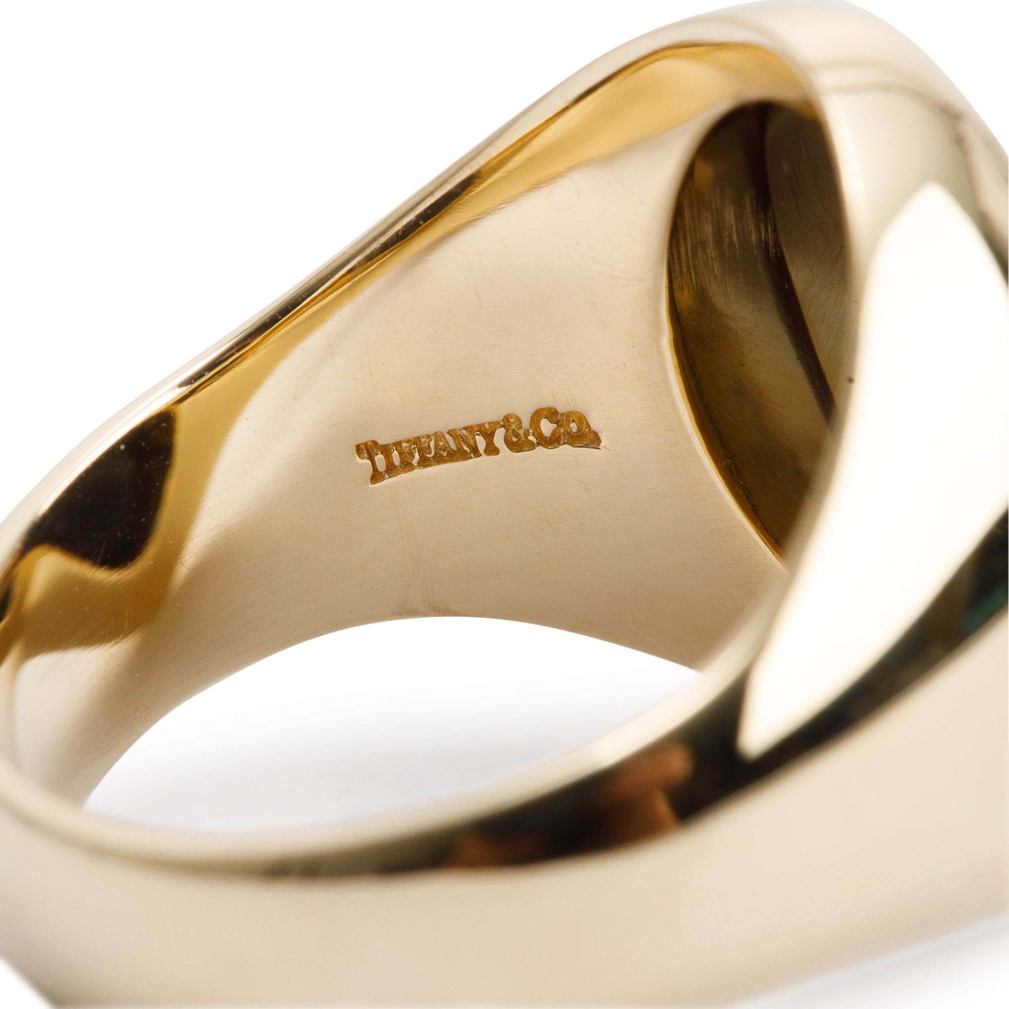 Tiffany & Co. 18k Yellow Gold Onyx Oval Signet Ring, Size 8.25 w/ Box