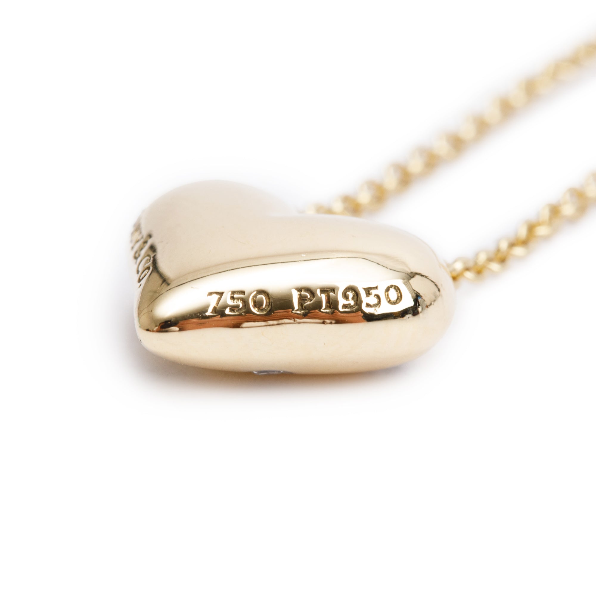 Tiffany & Co. 18k Yellow Gold & Platinum Diamond Etoile Heart Necklace w/ Box