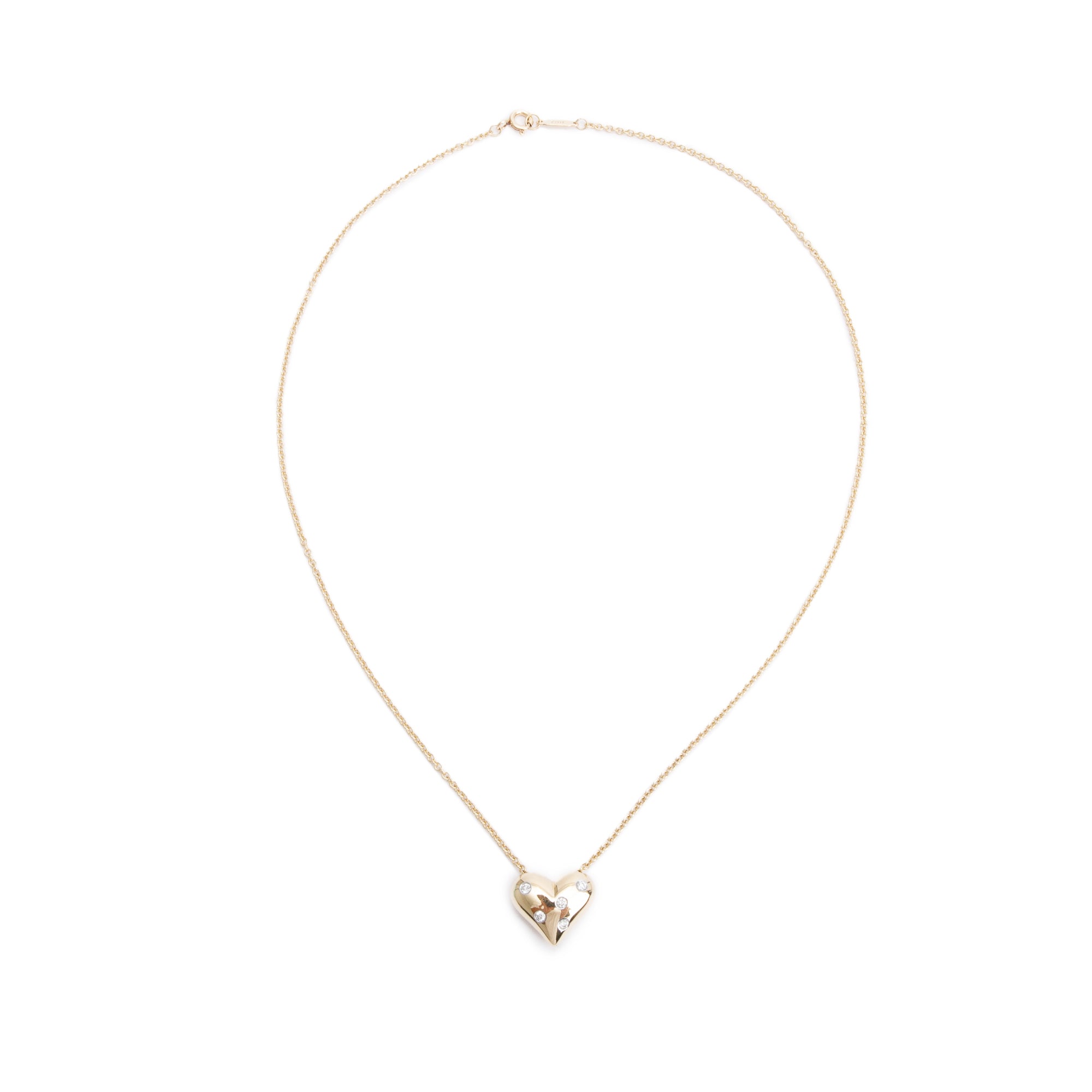 Tiffany & Co. 18k Yellow Gold & Platinum Diamond Etoile Heart Necklace w/ Box