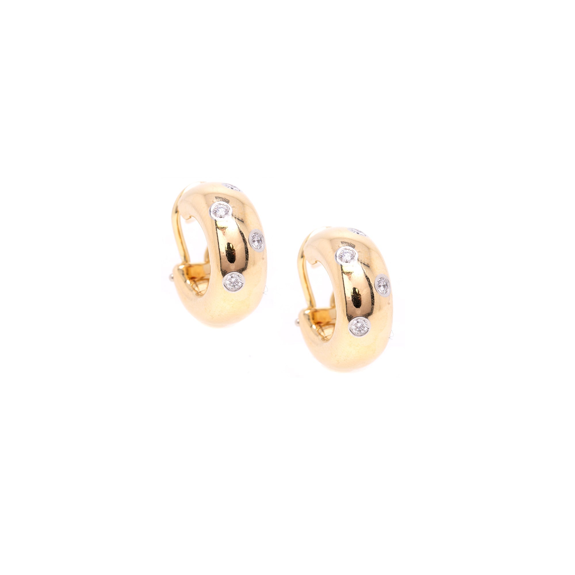 Tiffany & Co. 18k Yellow Gold & Platinum Diamond Etoile Hoop Earrings