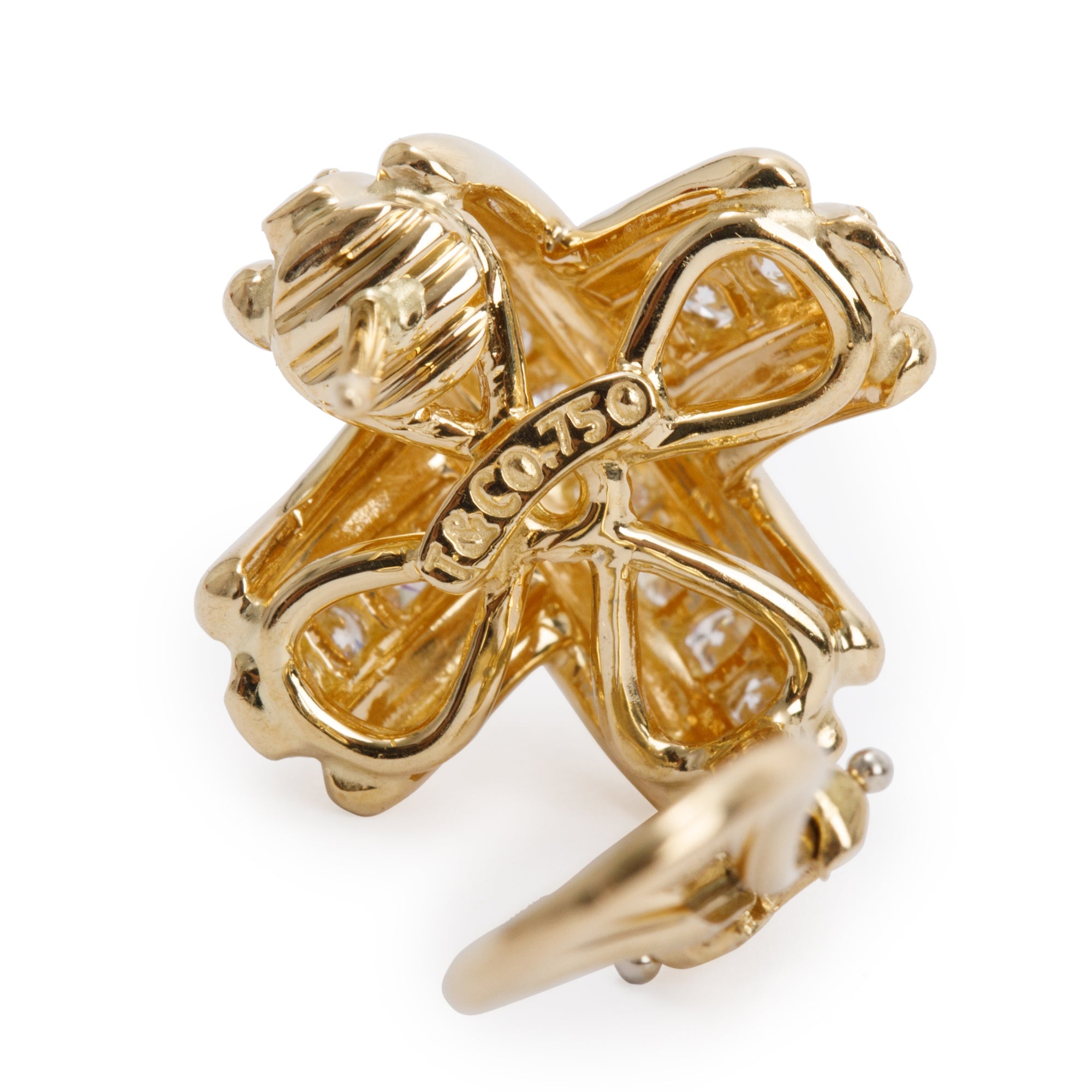 Tiffany & Co. 18k Yellow Gold Signature X Diamond Earrings