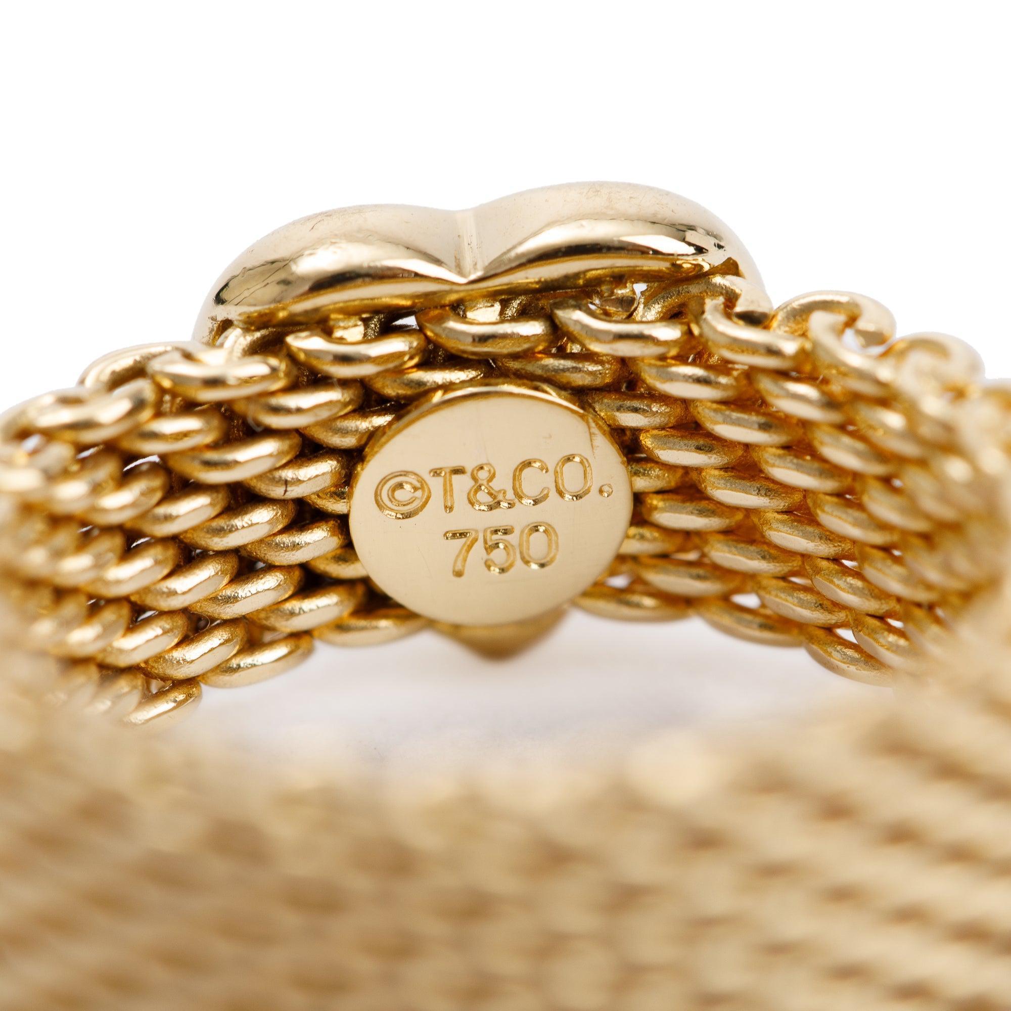 Tiffany & Co. 18k Yellow Gold Somerset Mesh Heart Ring, Size 6