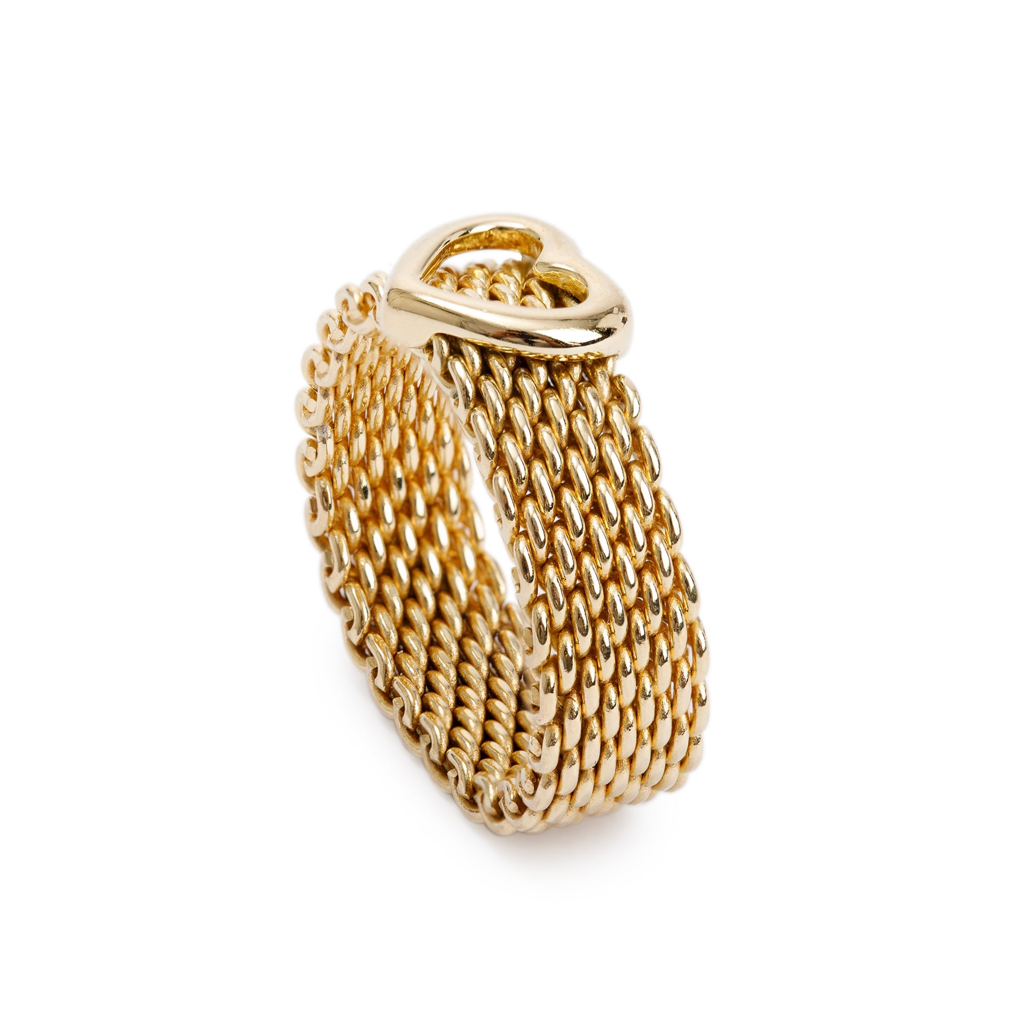 Tiffany & Co. 18k Yellow Gold Somerset Mesh Heart Ring, Size 6