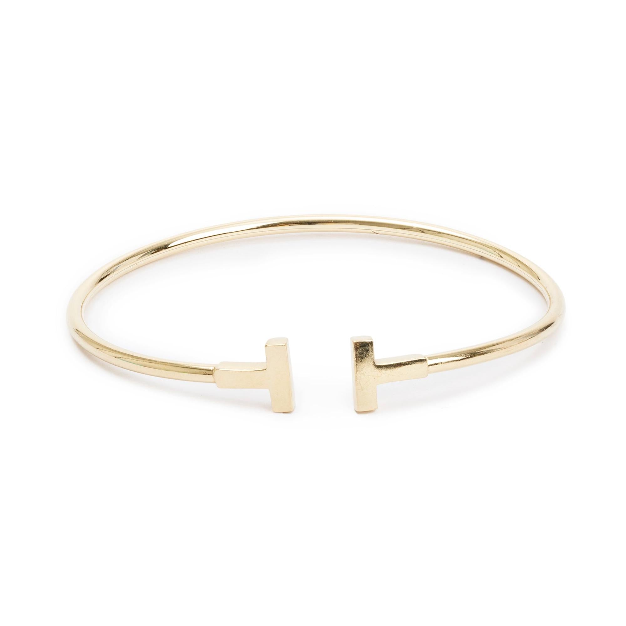 Tiffany & Co. 18k Yellow Gold T Wire Bracelet w/ Box