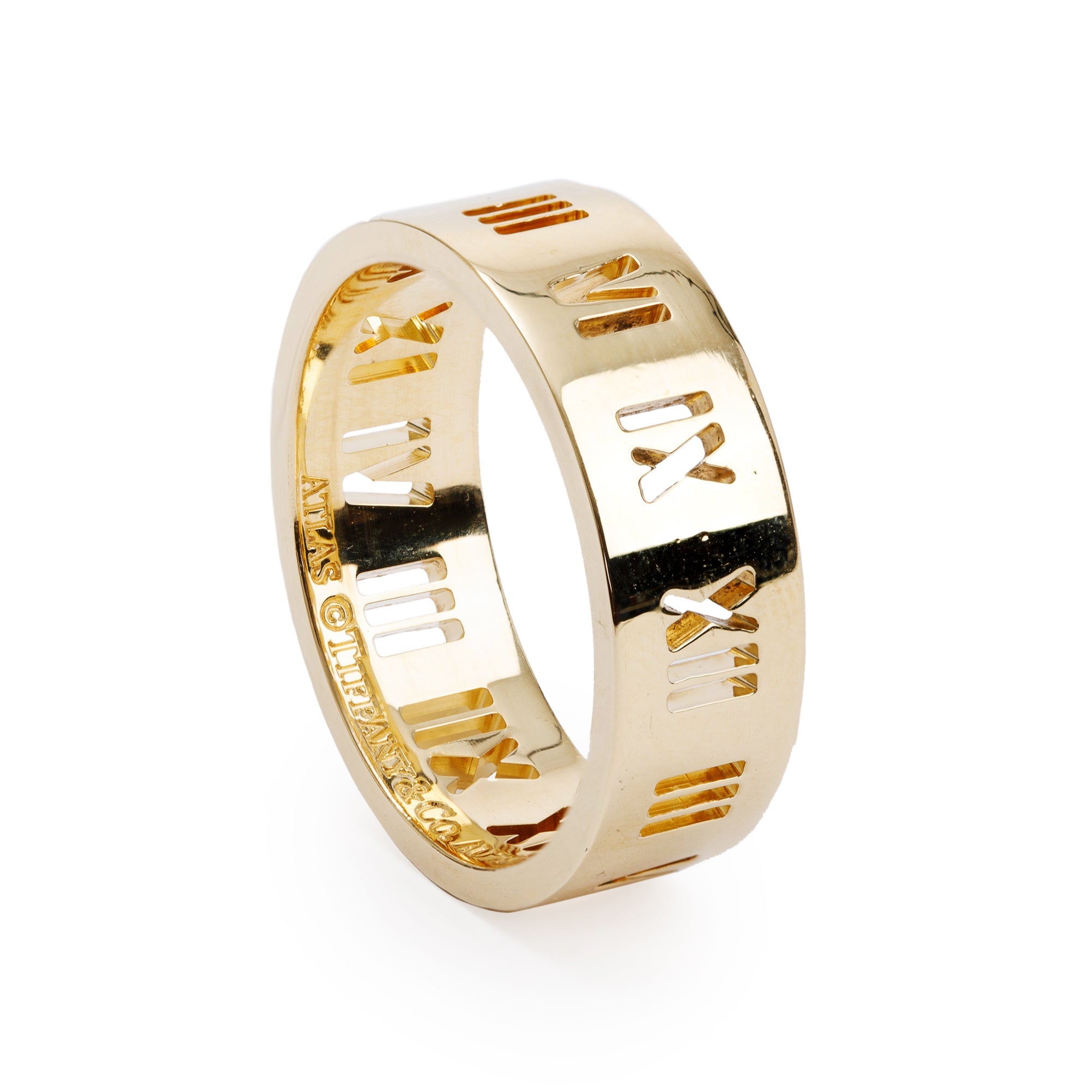 Tiffany & Co. 18k Yellow Gold Wide 8MM Pierced Atlas Band, Size 12