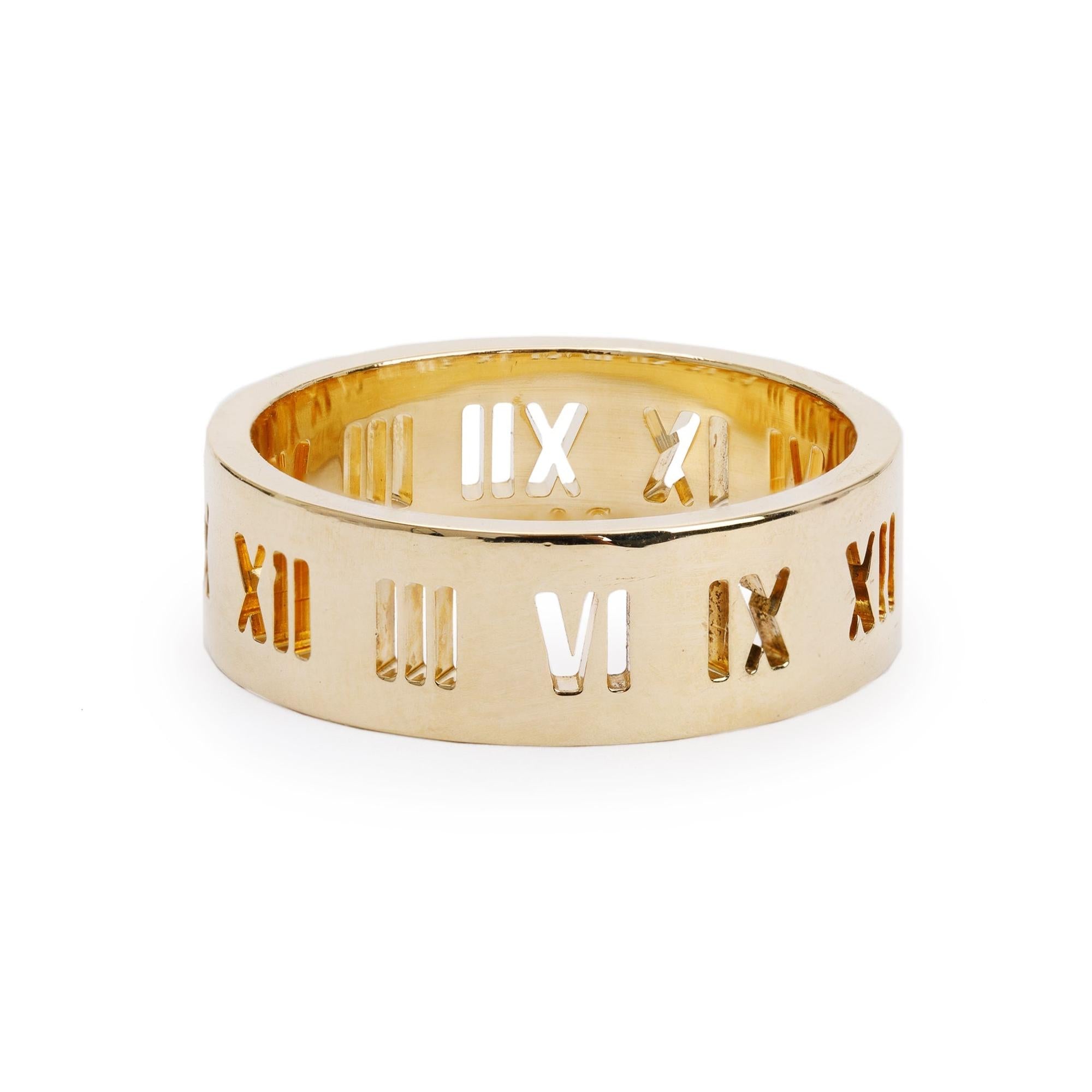 Tiffany & Co. 18k Yellow Gold Wide 8MM Pierced Atlas Band, Size 12