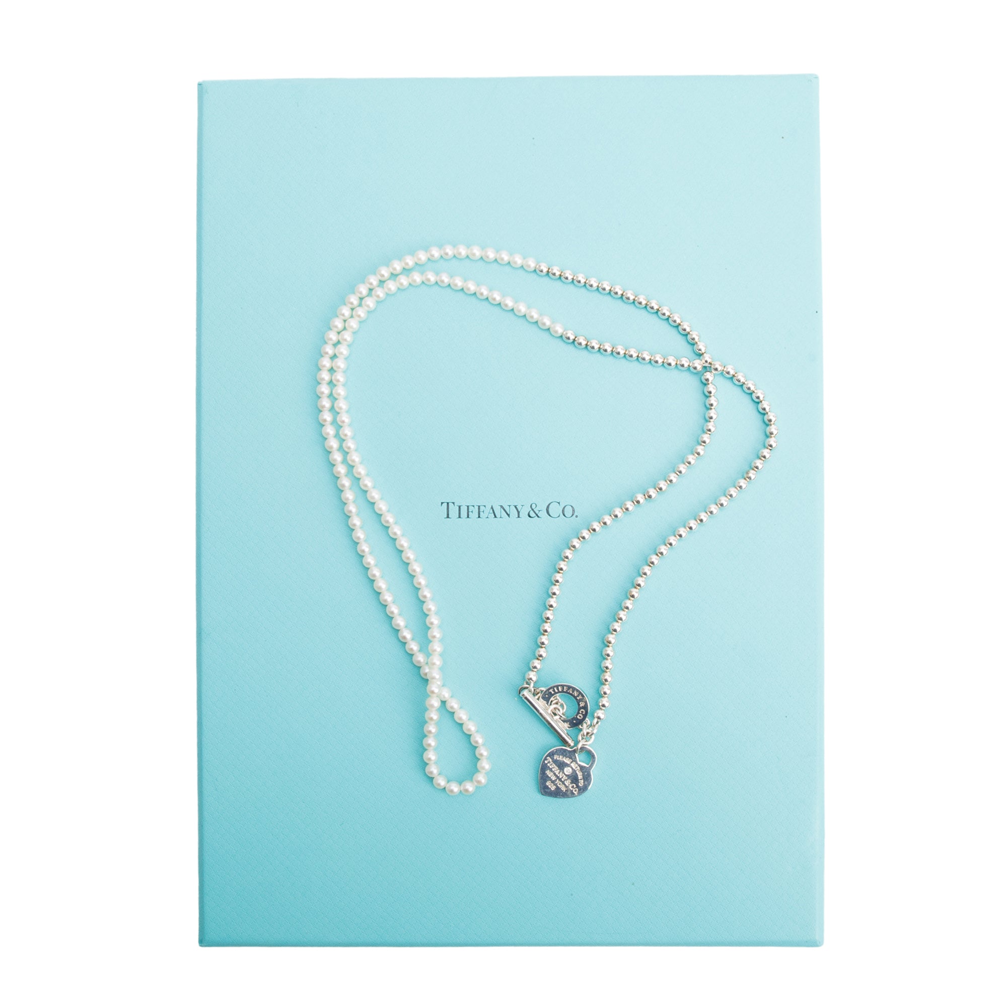 Tiffany & Co. 2024 Sterling Silver Return to Tiffany Pearl & Diamond Wrap Necklace w/ Box & Receipt