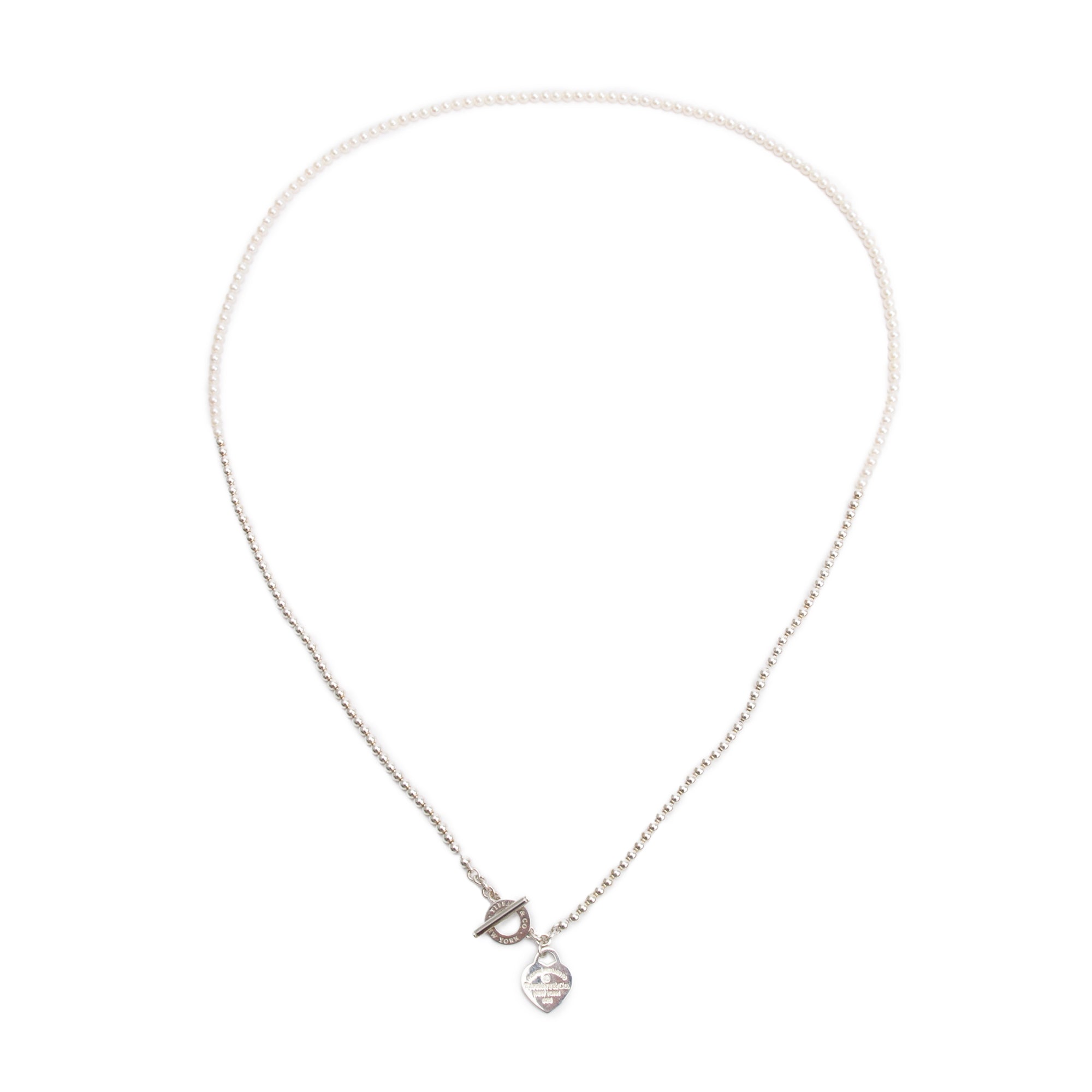 Tiffany & Co. 2024 Sterling Silver Return to Tiffany Pearl & Diamond Wrap Necklace w/ Box & Receipt