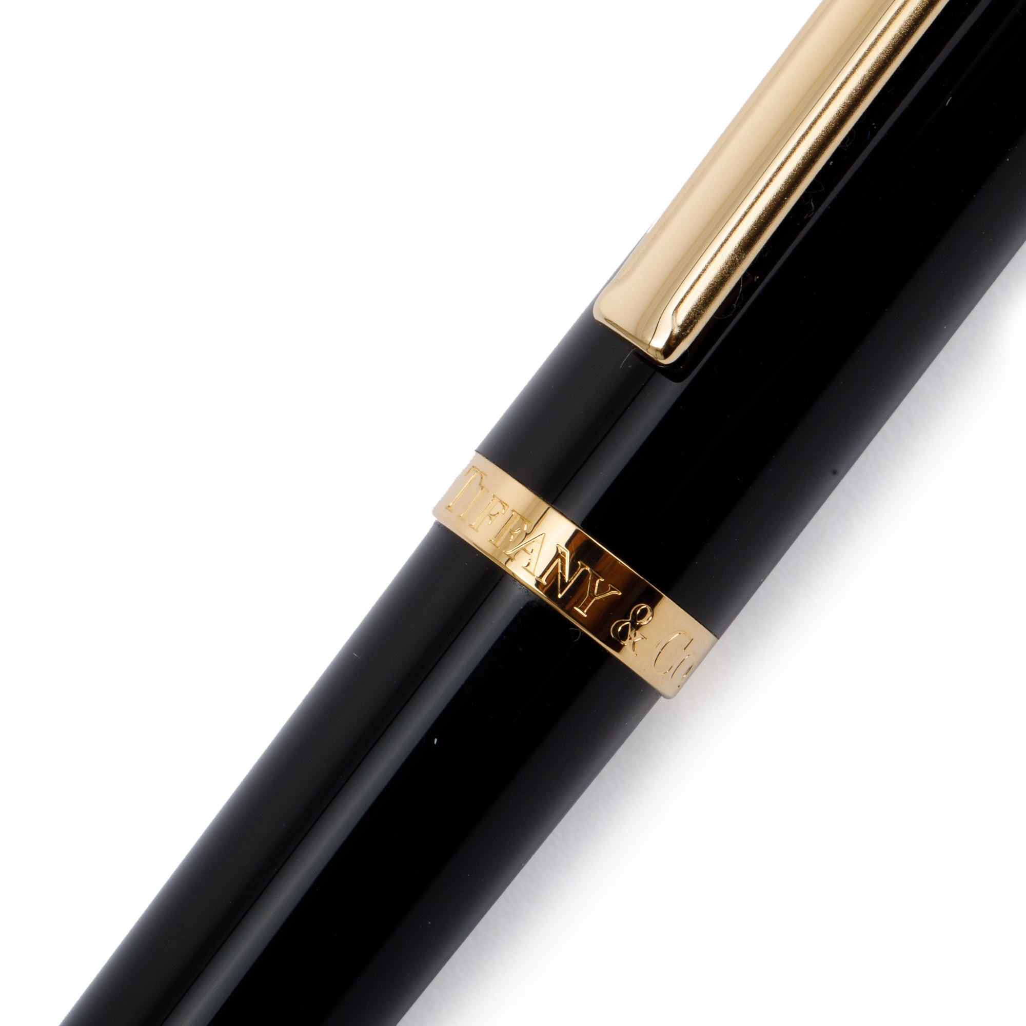 Tiffany & Co. Black Lacquer Atlas Ballpoint Pen w/ Box