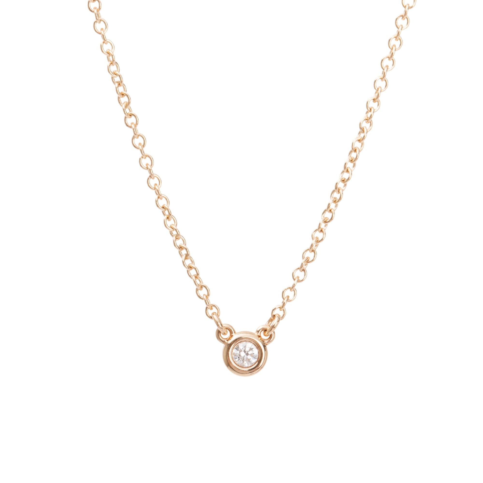 Tiffany & Co. Elsa Peretti 18k Rose Gold 0.03 ct. Diamonds by the Yard Pendant Necklace w/ Box & Receipt