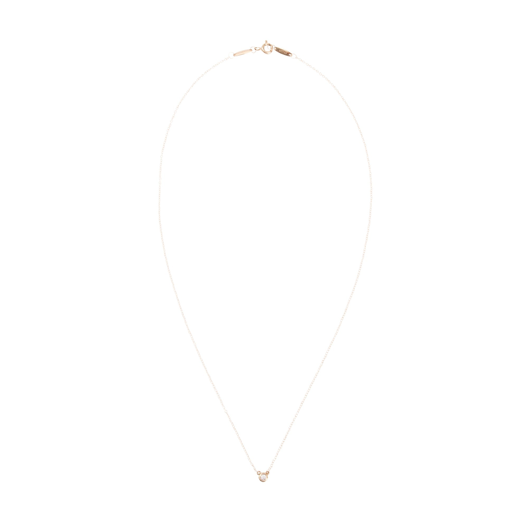Tiffany & Co. Elsa Peretti 18k Rose Gold 0.03 ct. Diamonds by the Yard Pendant Necklace w/ Box & Receipt