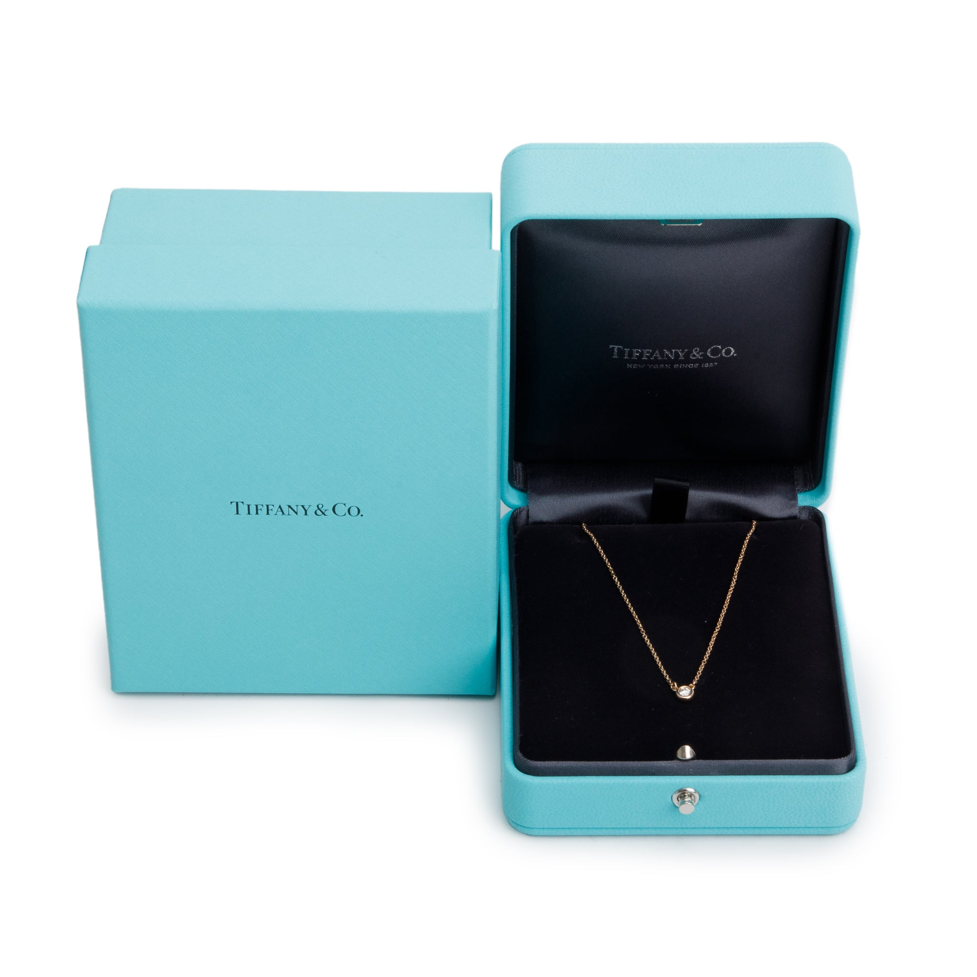 Tiffany & Co. Elsa Peretti 18k Rose Gold 0.07 ct. Diamonds by the Yard Pendant Necklace w/ Box & Receipt