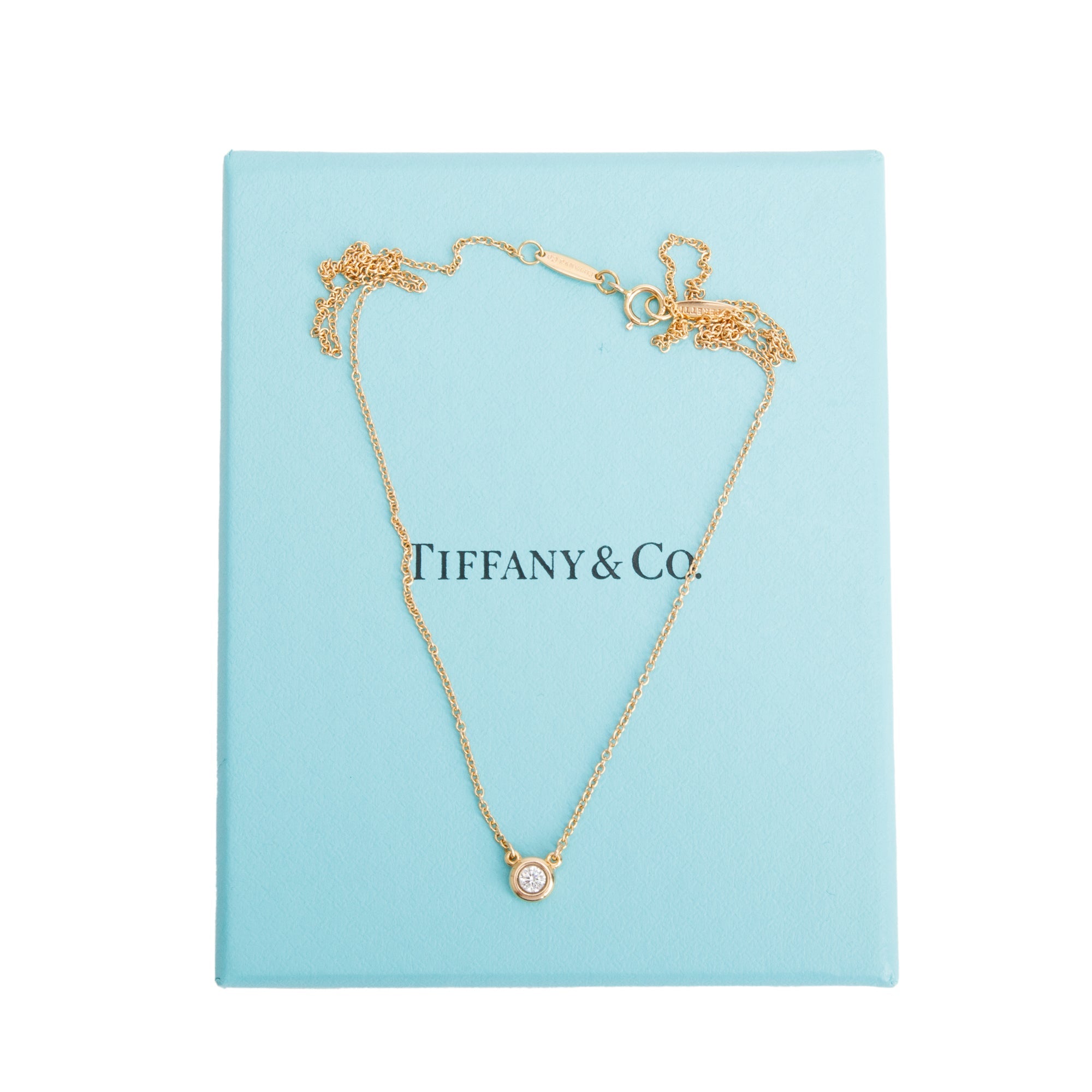 Tiffany & Co. Elsa Peretti 18k Rose Gold 0.10 ct. Diamonds by the Yard Pendant Necklace w/ Box & Receipt