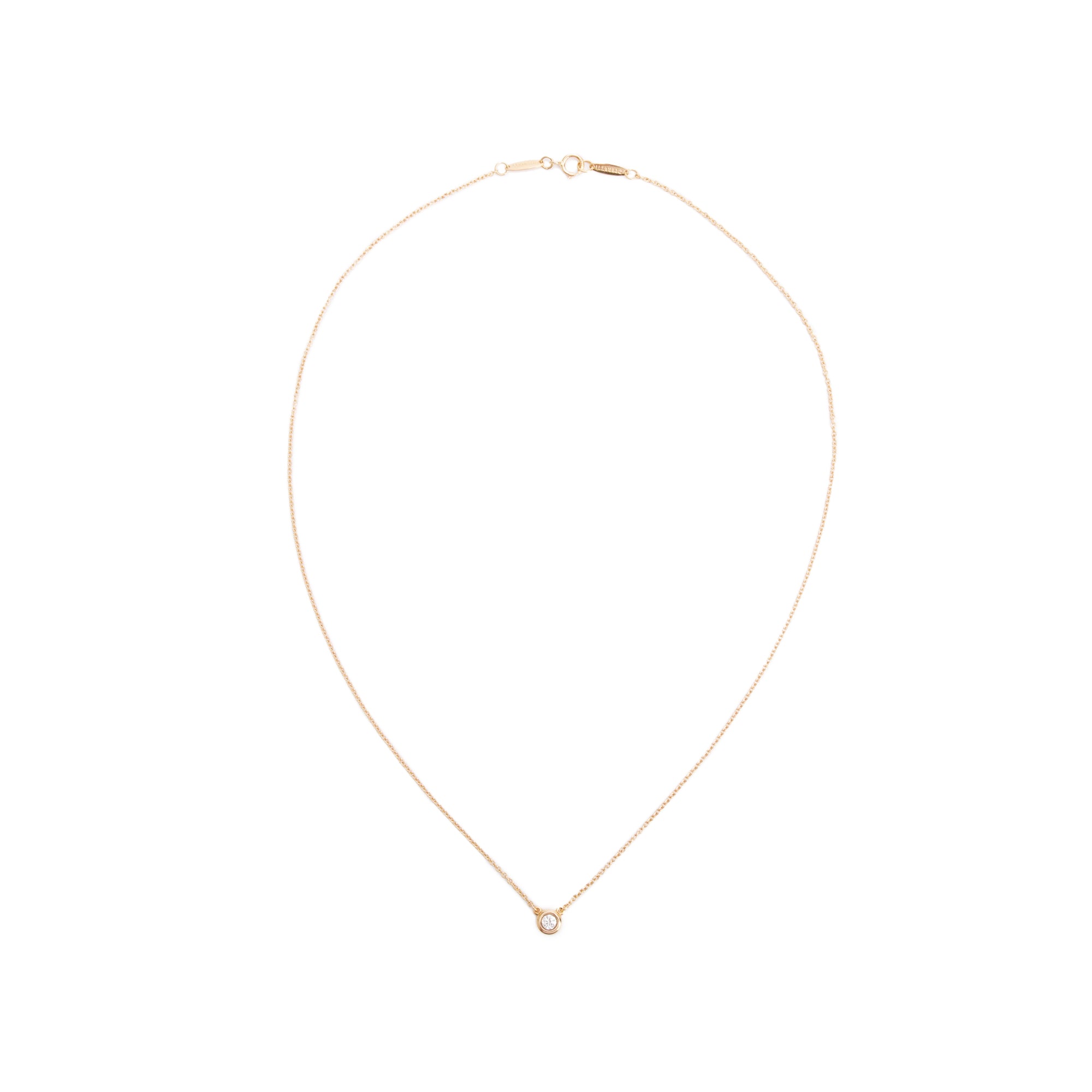 Tiffany & Co. Elsa Peretti 18k Rose Gold 0.10 ct. Diamonds by the Yard Pendant Necklace w/ Box & Receipt
