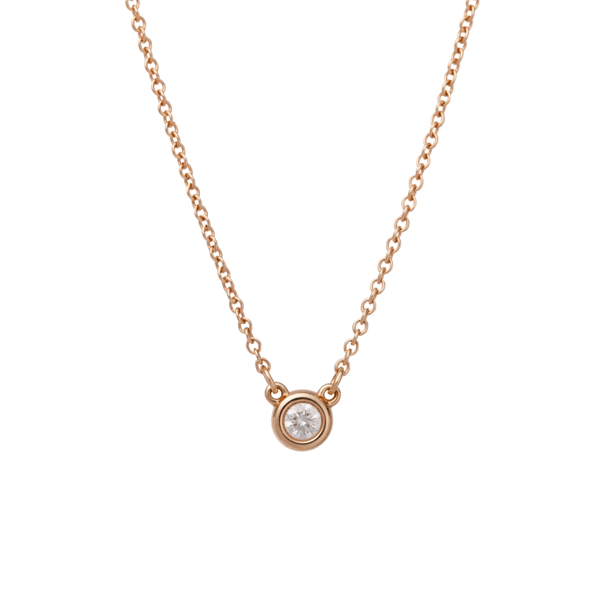 Tiffany & Co. Elsa Peretti 18k Rose Gold Diamonds by the Yard Pendant Necklace w/ Box & Receipt