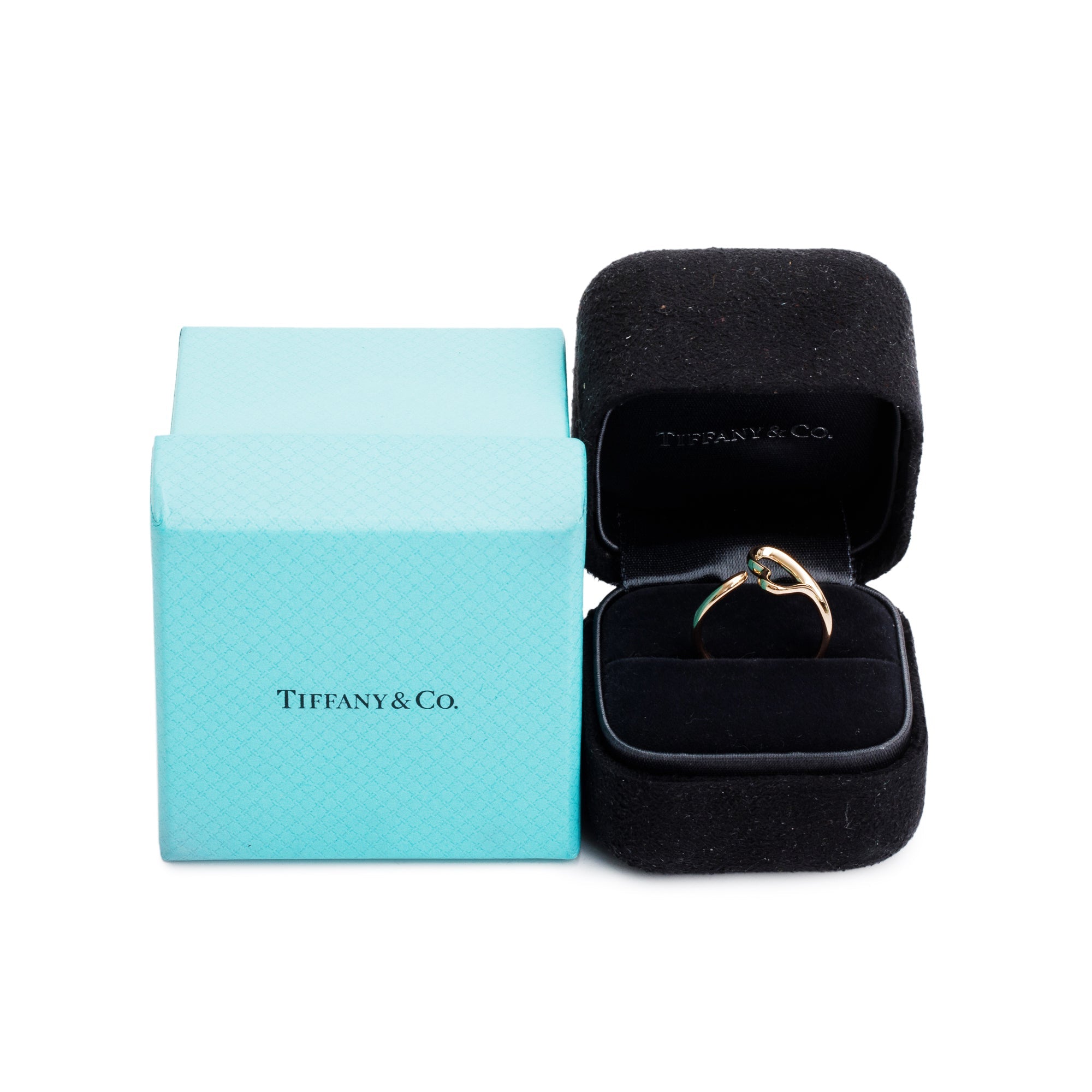 Tiffany & Co. Elsa Peretti 18k Rose Gold Open Heart Ring, Size 7 w/ Box