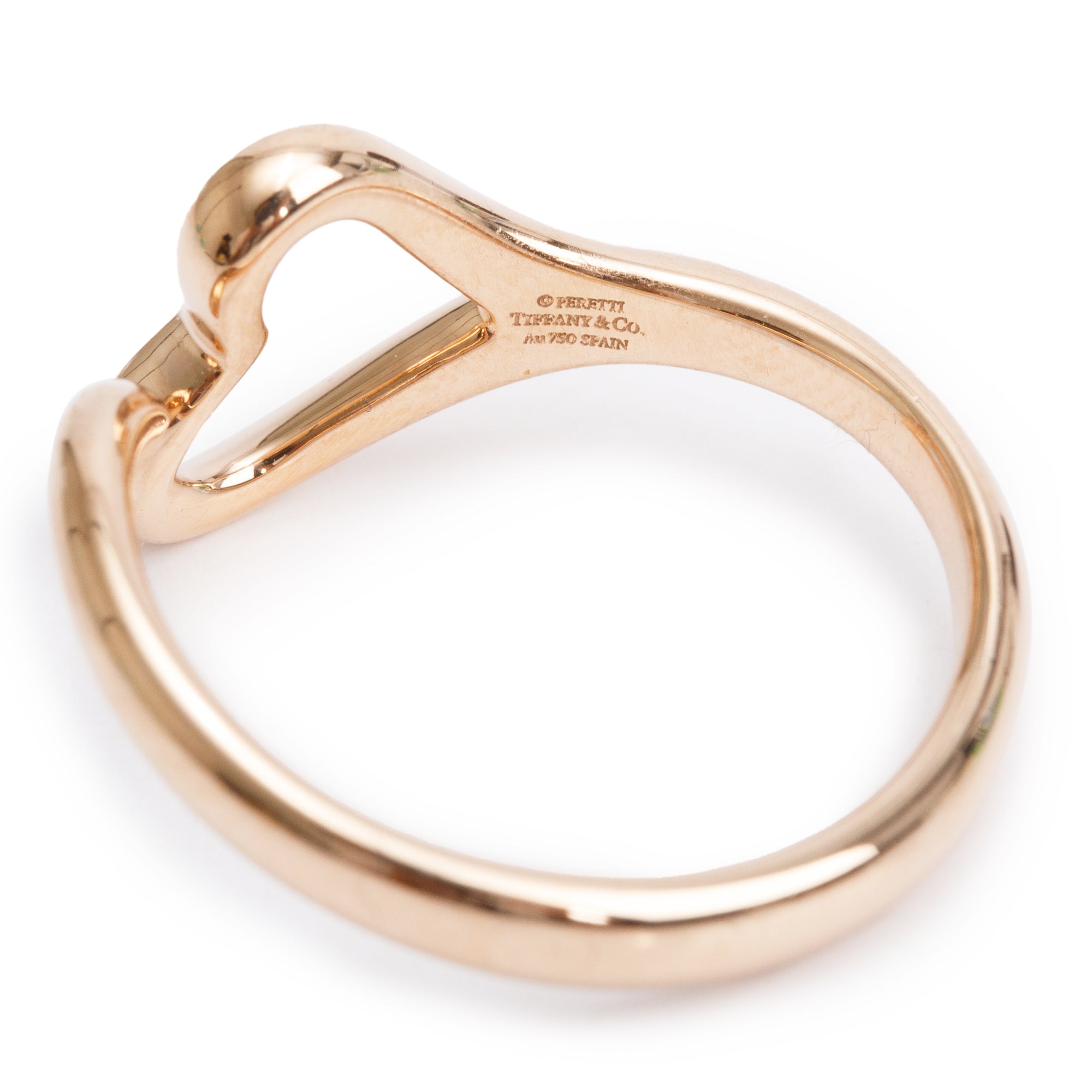 Tiffany & Co. Elsa Peretti 18k Rose Gold Open Heart Ring, Size 7 w/ Box