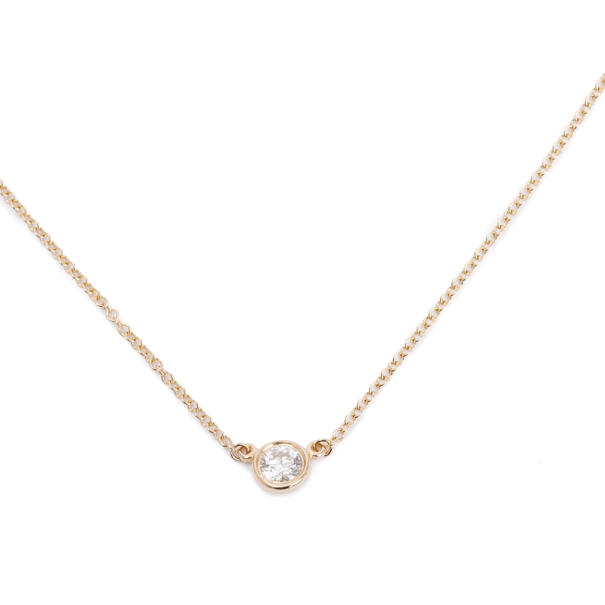 Tiffany & Co. Elsa Peretti 18k Yellow Gold 0.17 ct. Diamonds by the Yard Pendant Necklace w/ Box