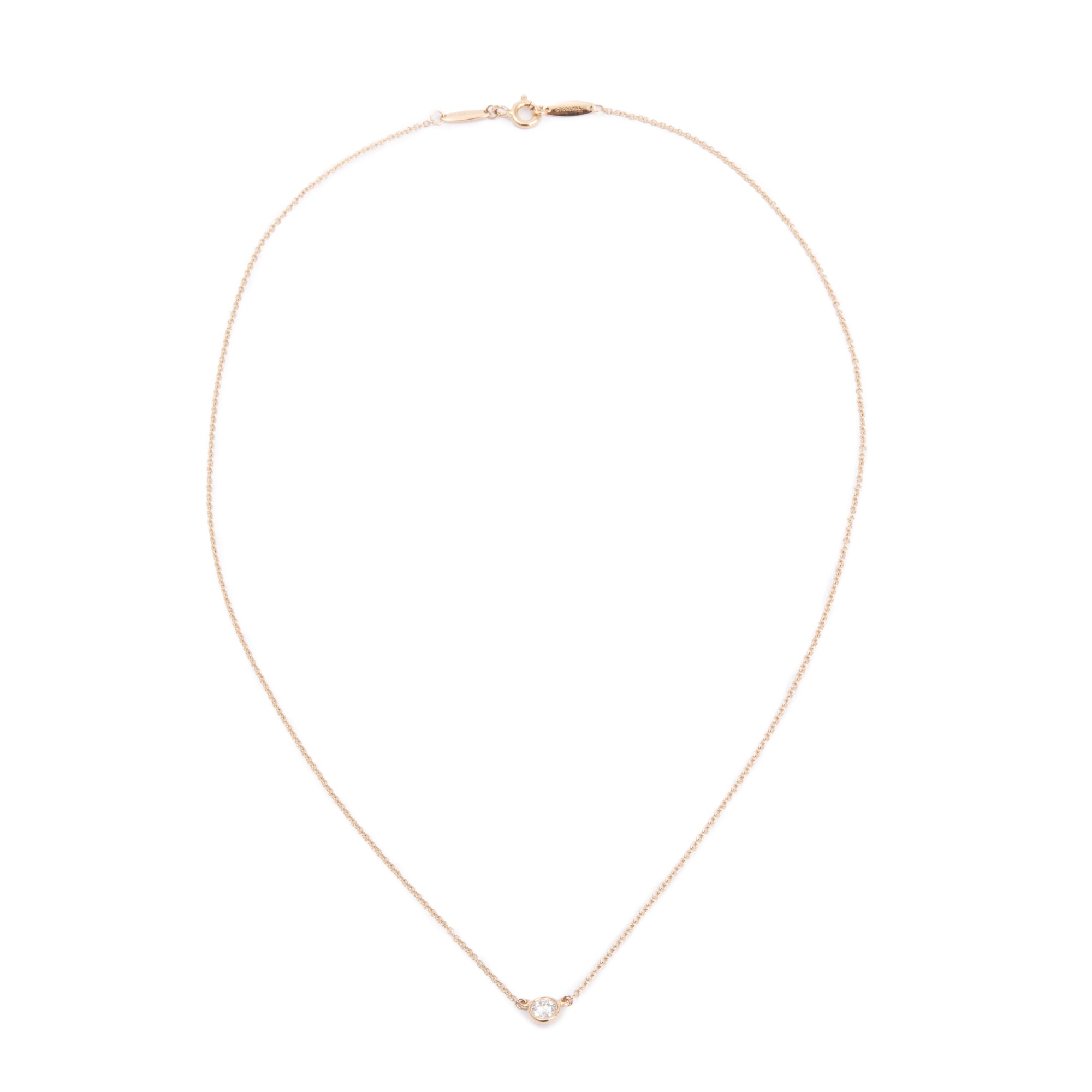 Tiffany & Co. Elsa Peretti 18k Yellow Gold 0.17 ct. Diamonds by the Yard Pendant Necklace w/ Box