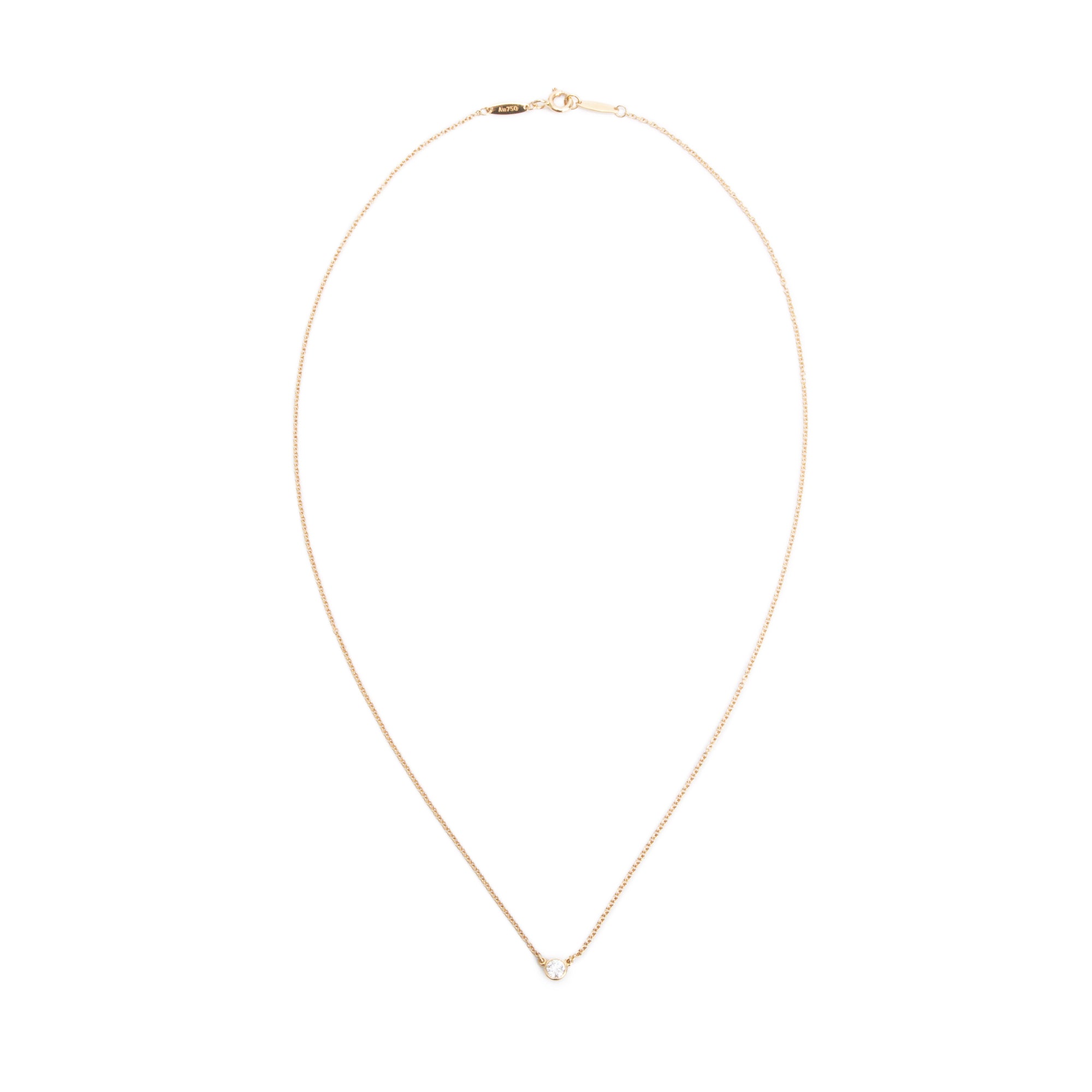 Tiffany & Co. Elsa Peretti 18k Yellow Gold 0.17 ct. Diamonds by the Yard Pendant Necklace w/ Box
