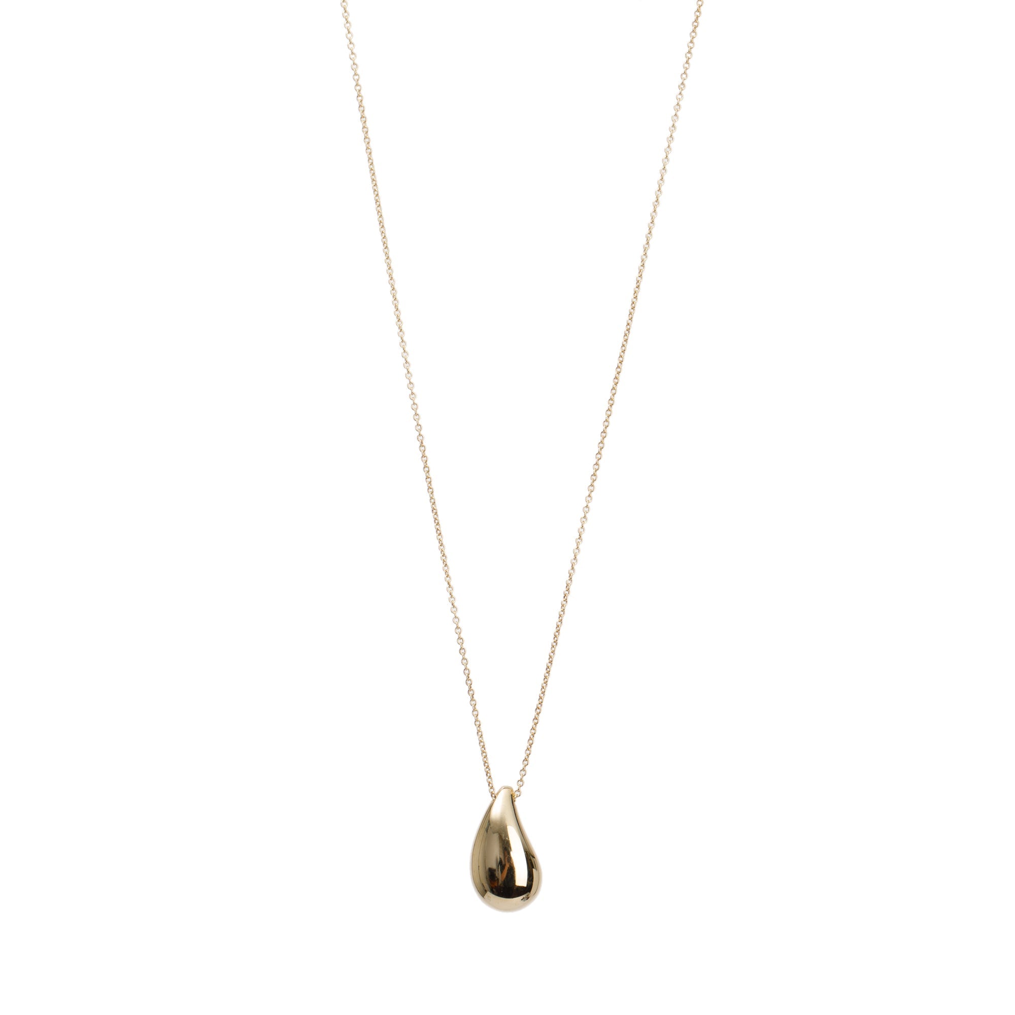 Tiffany & Co. Elsa Peretti 18k Yellow Gold 21 MM Teardrop Pendant Necklace
