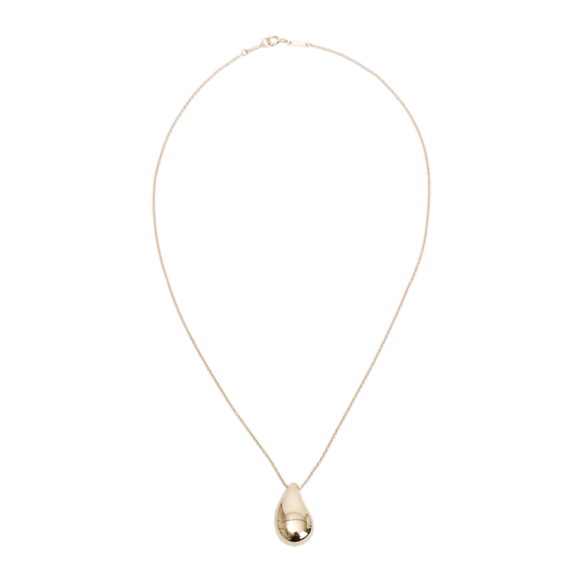 Tiffany & Co. Elsa Peretti 18k Yellow Gold 21 MM Teardrop Pendant Necklace