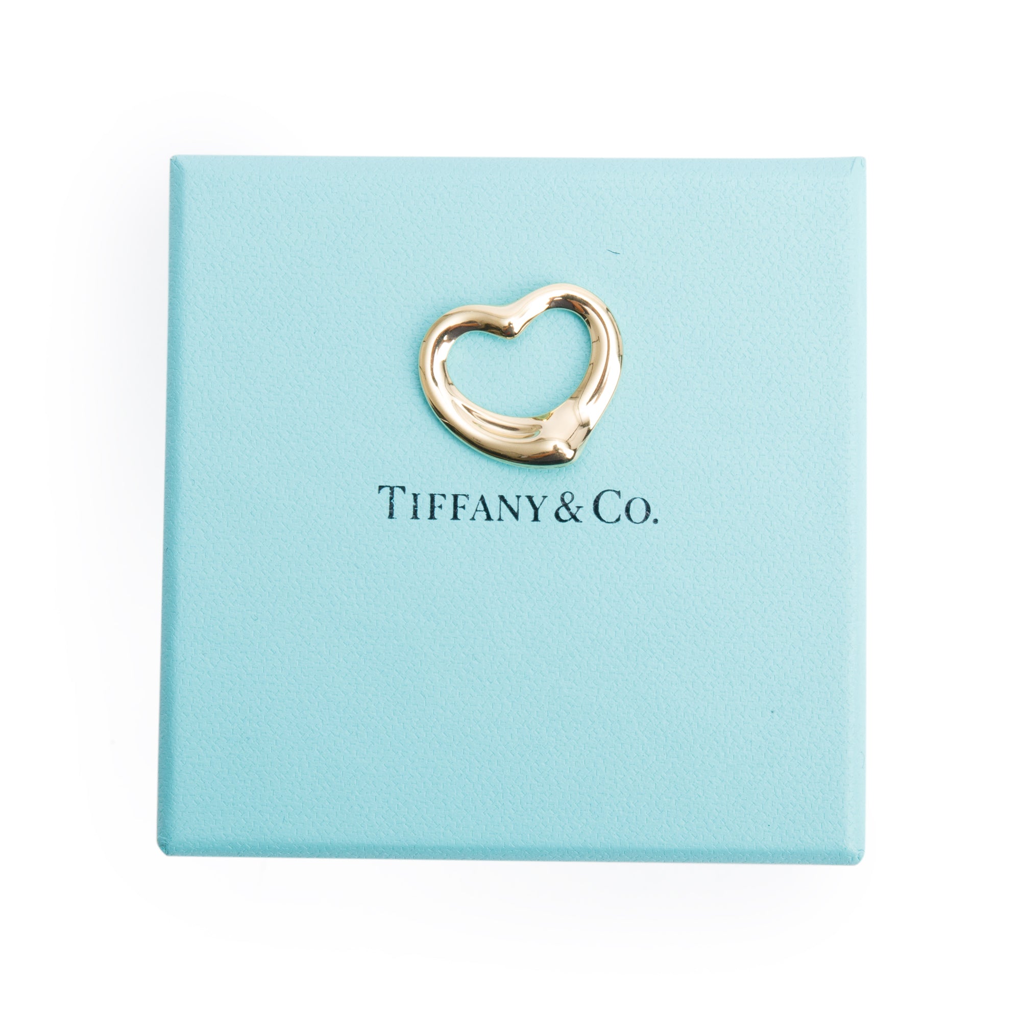 Tiffany & Co. Elsa Peretti 18k Yellow Gold 22 MM Open Heart Pendant w/ Box