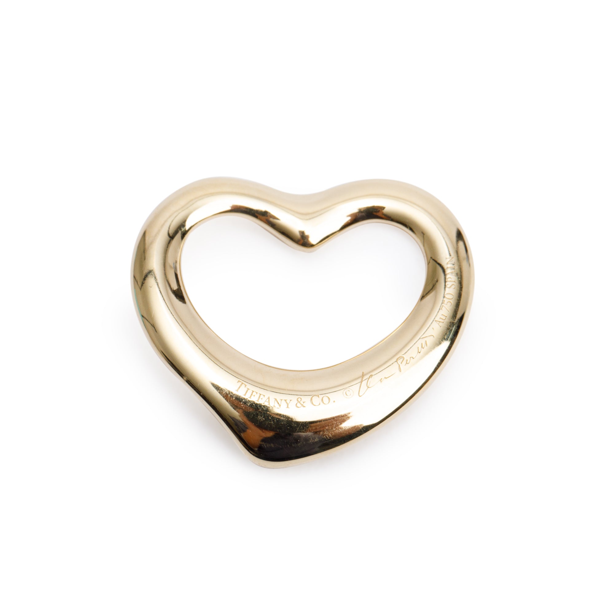 Tiffany & Co. Elsa Peretti 18k Yellow Gold 22 MM Open Heart Pendant w/ Box