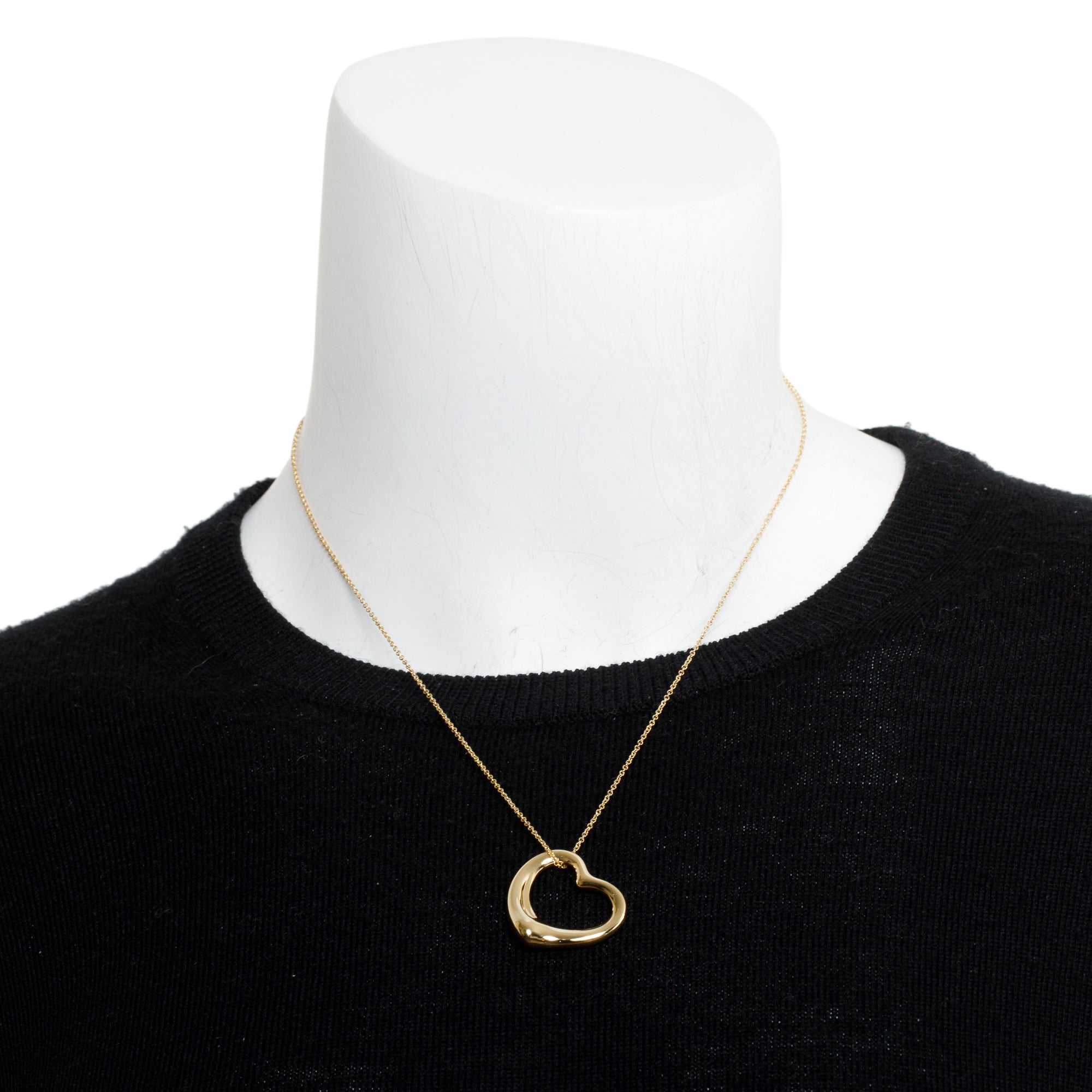 Tiffany & Co. Elsa Peretti 18k Yellow Gold 27MM Open Heart Pendant Necklace w/ Box