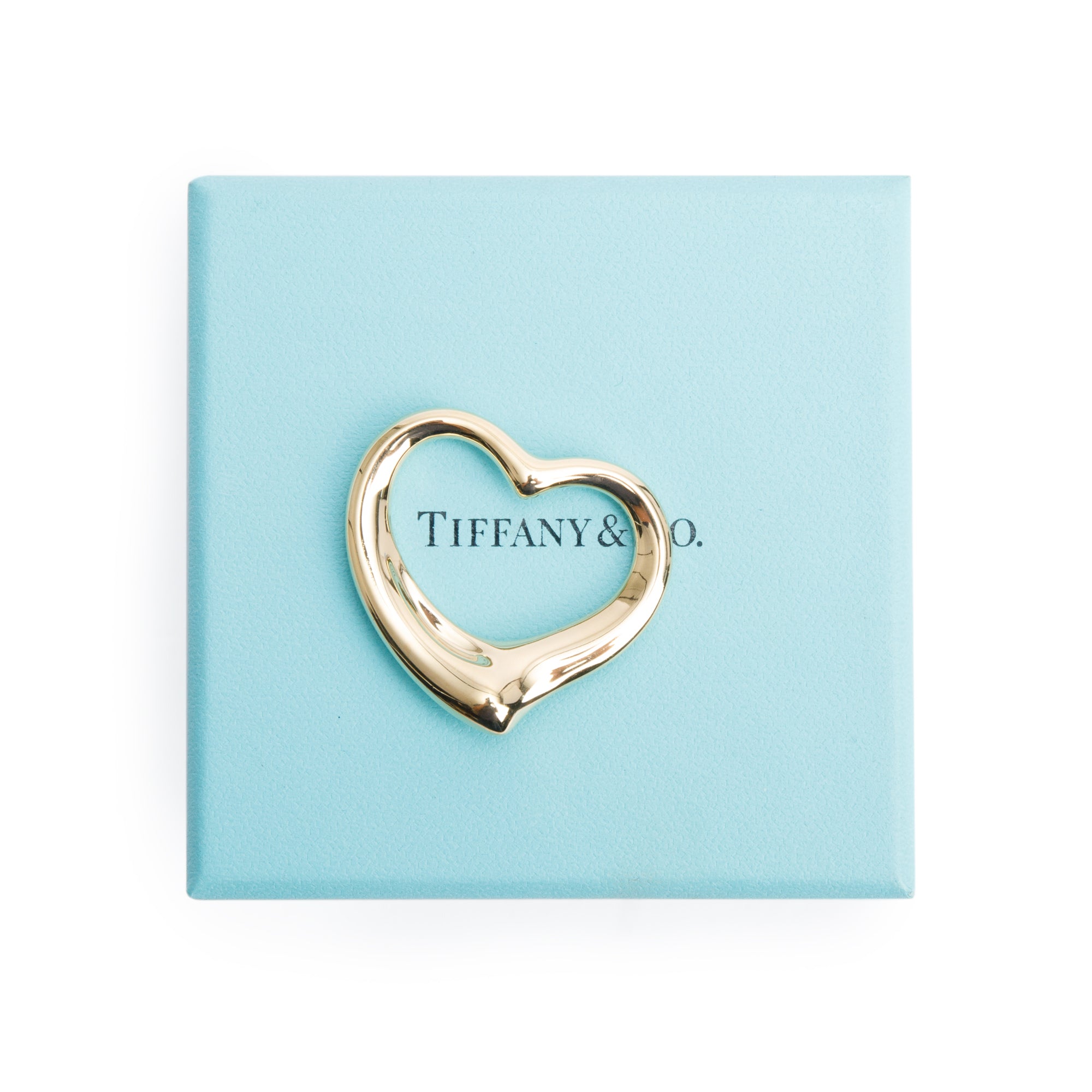 Tiffany & Co. Elsa Peretti 18k Yellow Gold 36 MM Open Heart Pendant w/ Box