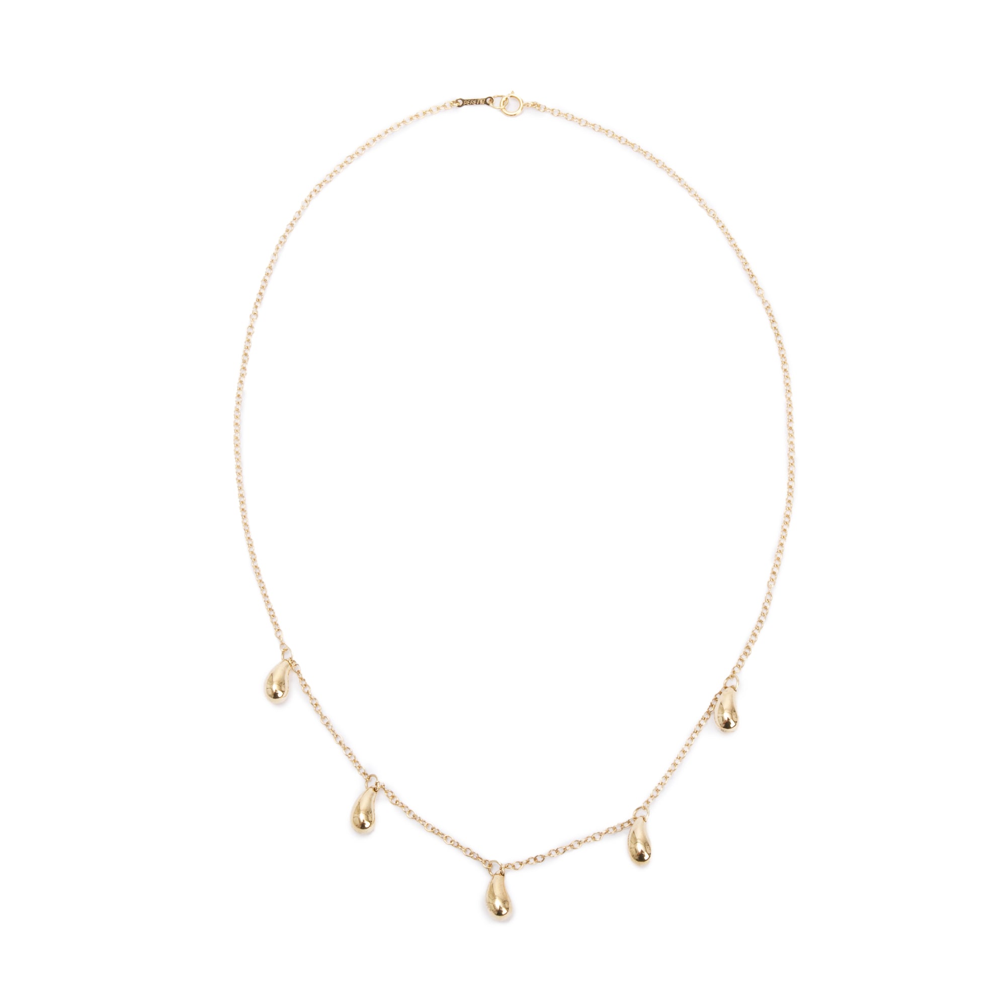 Tiffany & Co. Elsa Peretti 18k Yellow Gold 5 Station Teardrop Necklace
