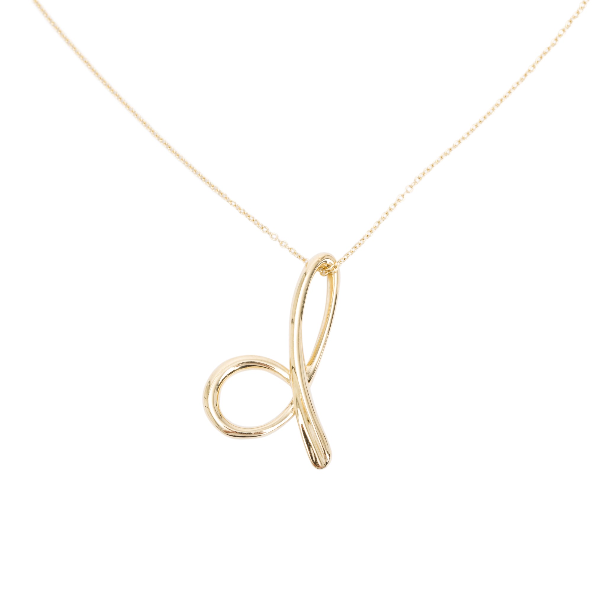 Tiffany & Co. Elsa Peretti 18k Yellow Gold Alphabet Letter "D" Pendant Necklace w/ Box