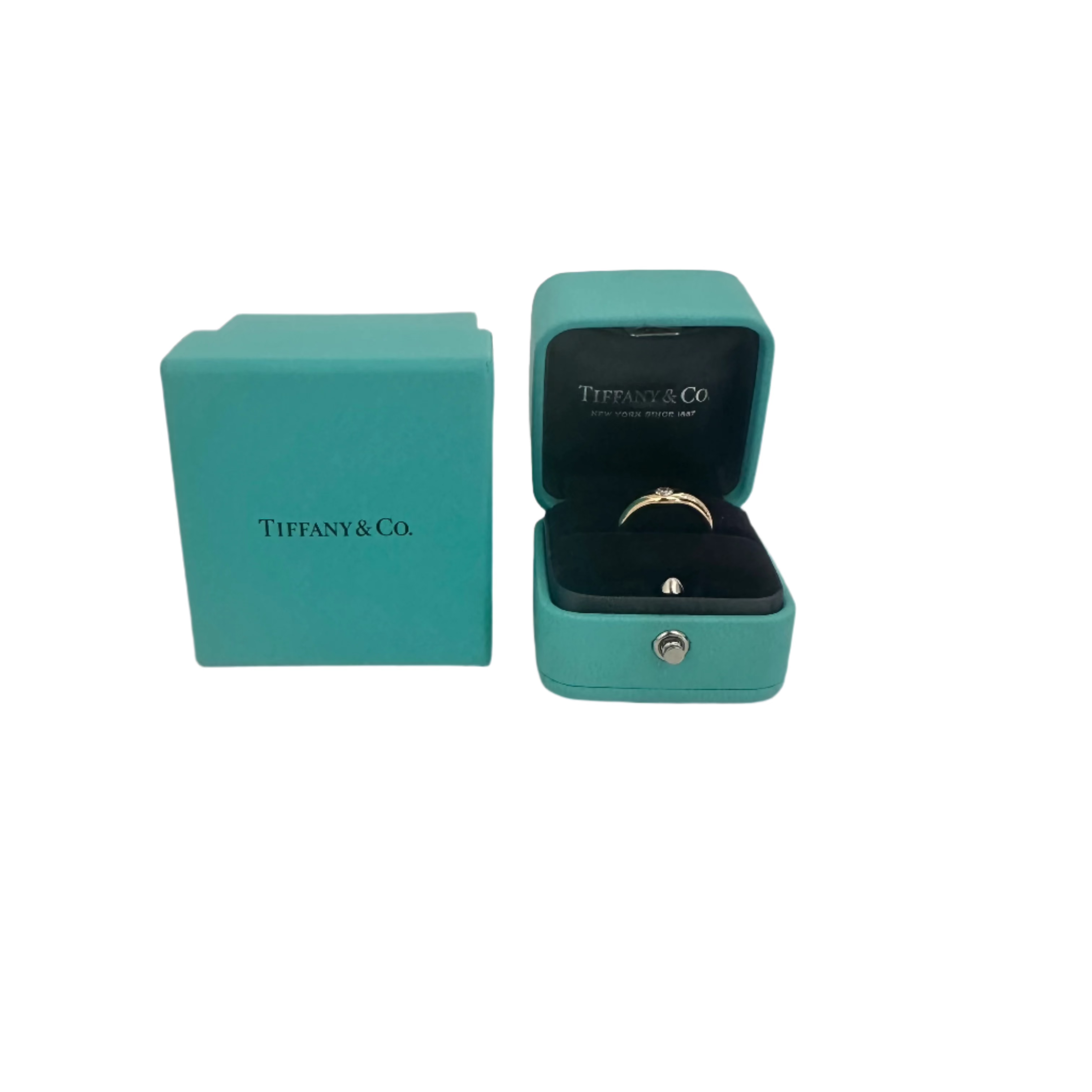 Tiffany & Co. Elsa Peretti 18k Yellow Gold Curved Diamond Wedding Band Ring, Size 5.25 w/ Box