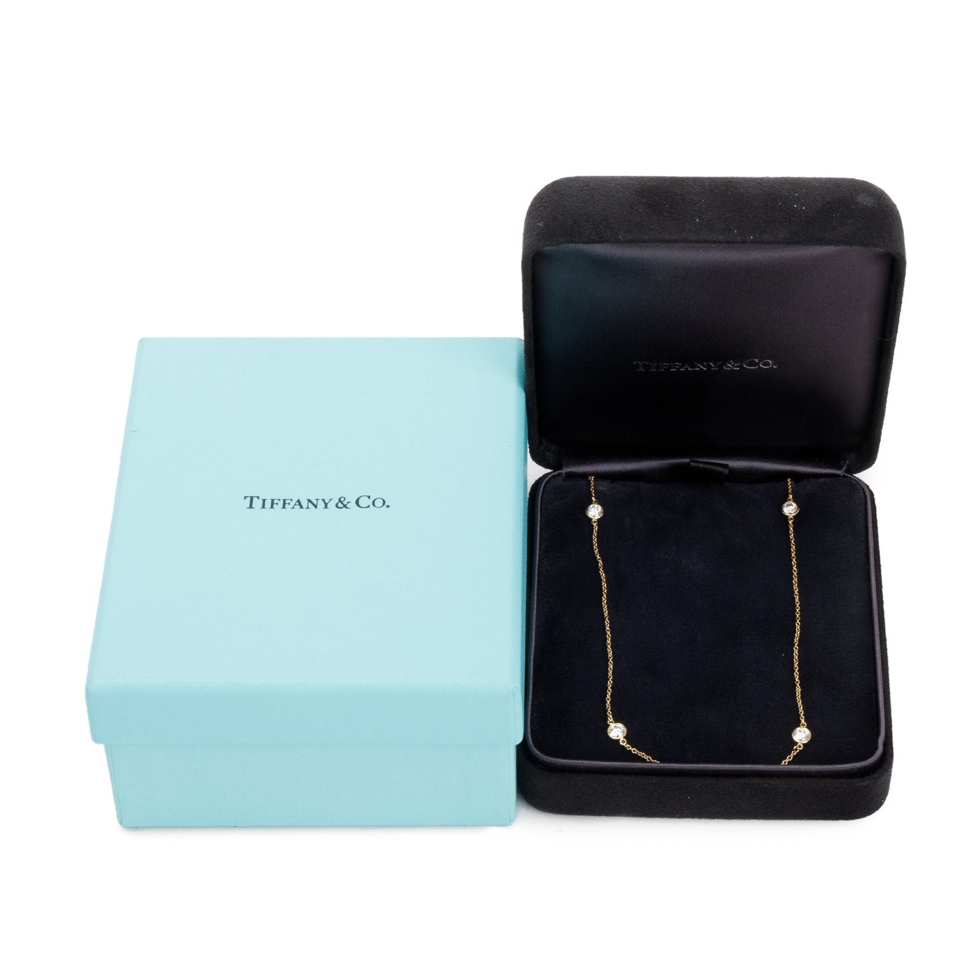 Tiffany & Co. Elsa Peretti 18k Yellow Gold Diamonds by the Yard Pendant Necklace w/ Box