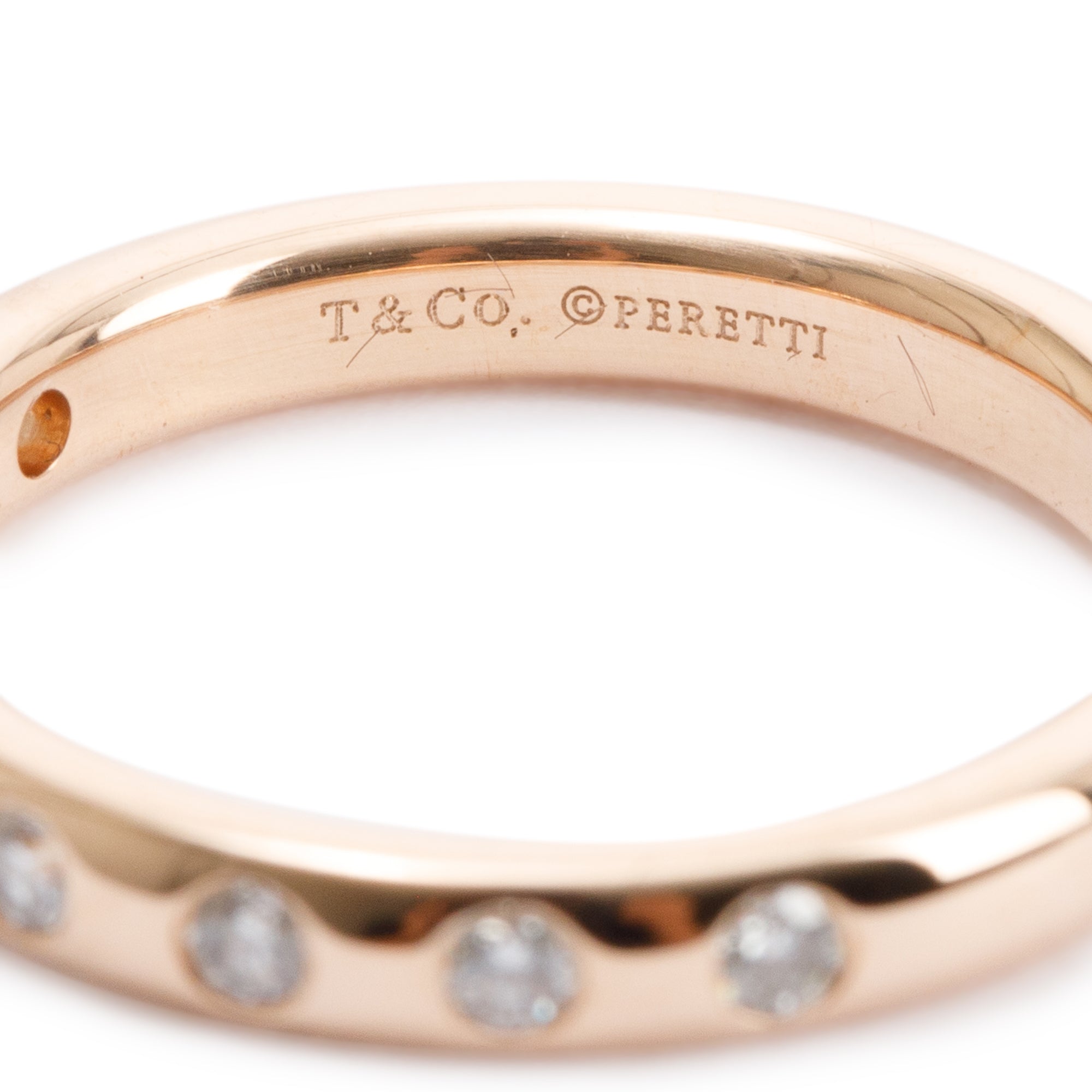 Tiffany & Co. Elsa Peretti 18k Yellow Gold Eight Diamond Stacking Band Ring w/ Box & Receipt