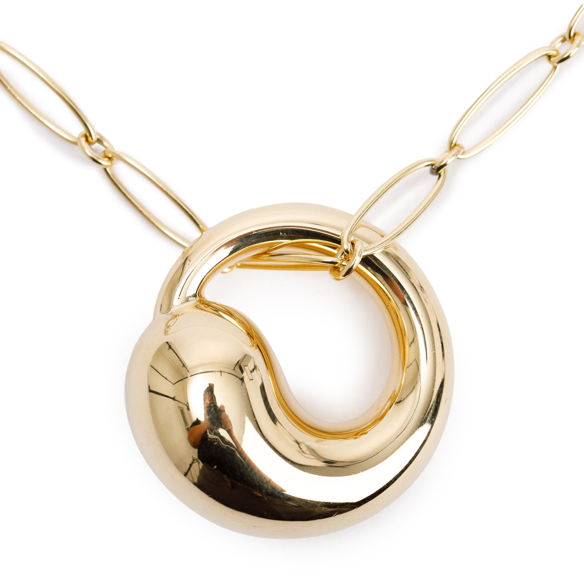 Tiffany & Co. Elsa Peretti 18k Yellow Gold Large 35MM Eternal Circle Pendant Necklace