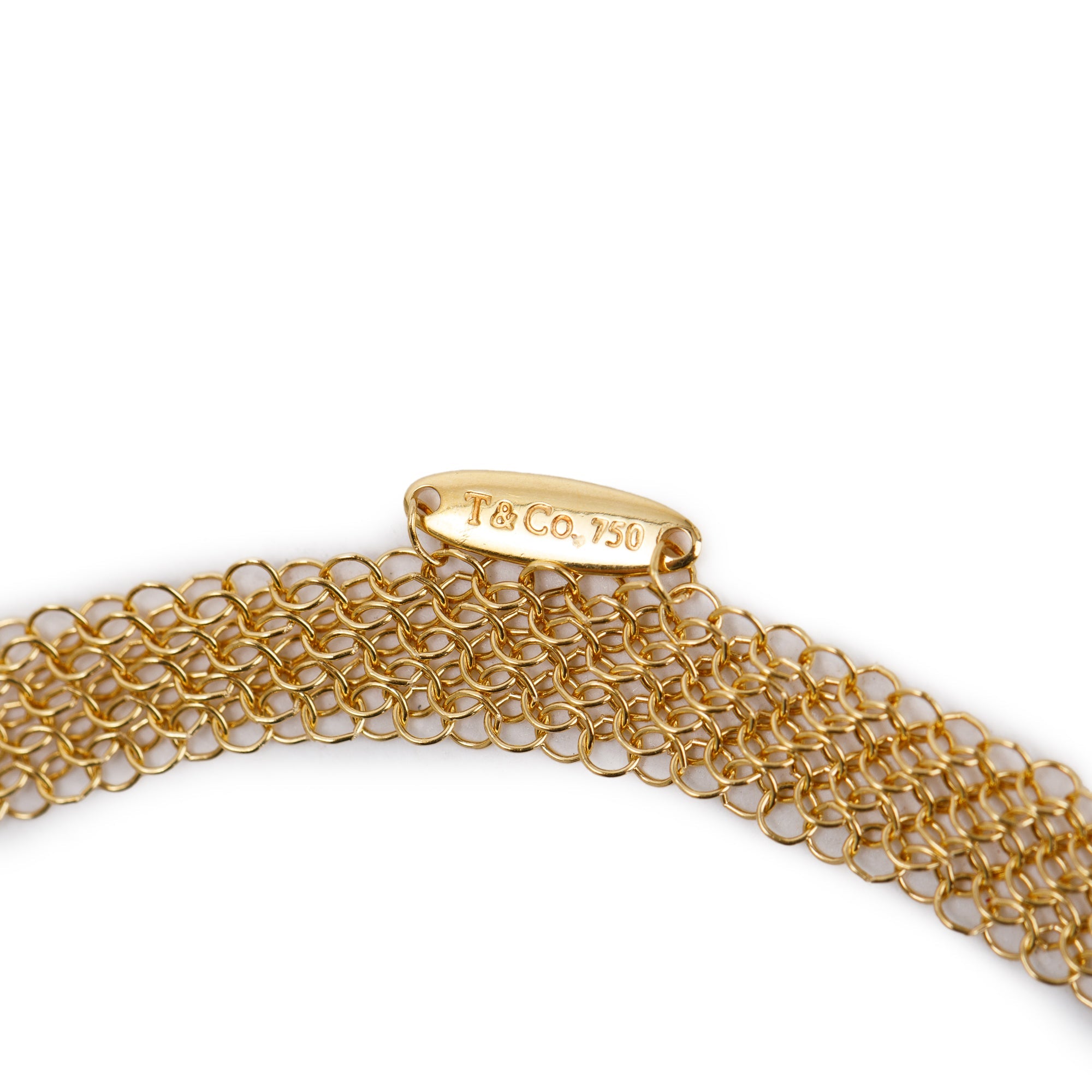 Tiffany & Co. Elsa Peretti 18k Yellow Gold Large 36MM Open Heart Pendant Mesh Necklace