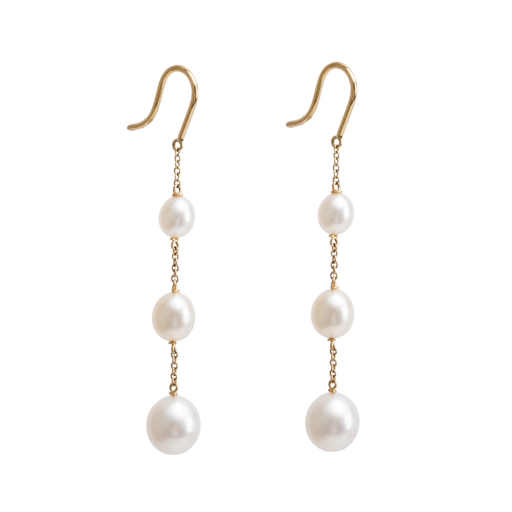 Tiffany & Co. Elsa Peretti 18k Yellow Gold Pearl By The Yard Chain Earrings