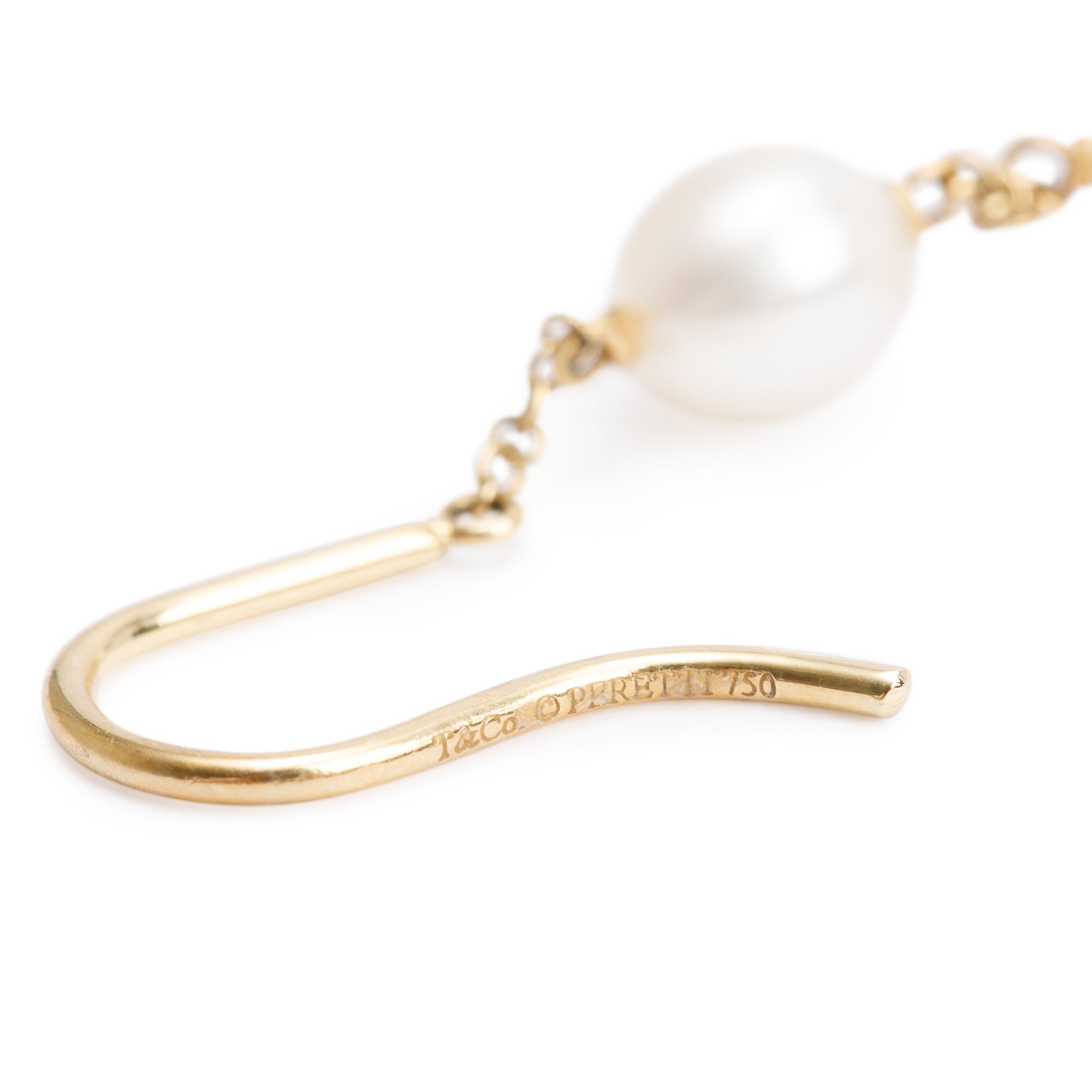 Tiffany & Co. Elsa Peretti 18k Yellow Gold Pearl By The Yard Chain Earrings