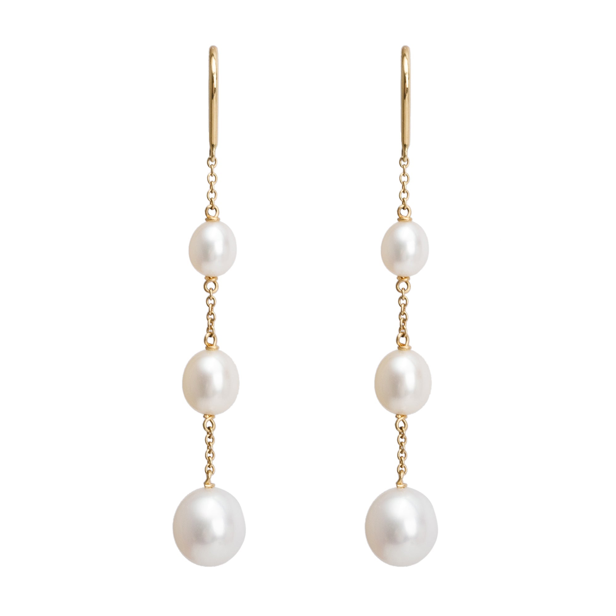 Tiffany & Co. Elsa Peretti 18k Yellow Gold Pearl By The Yard Chain Earrings