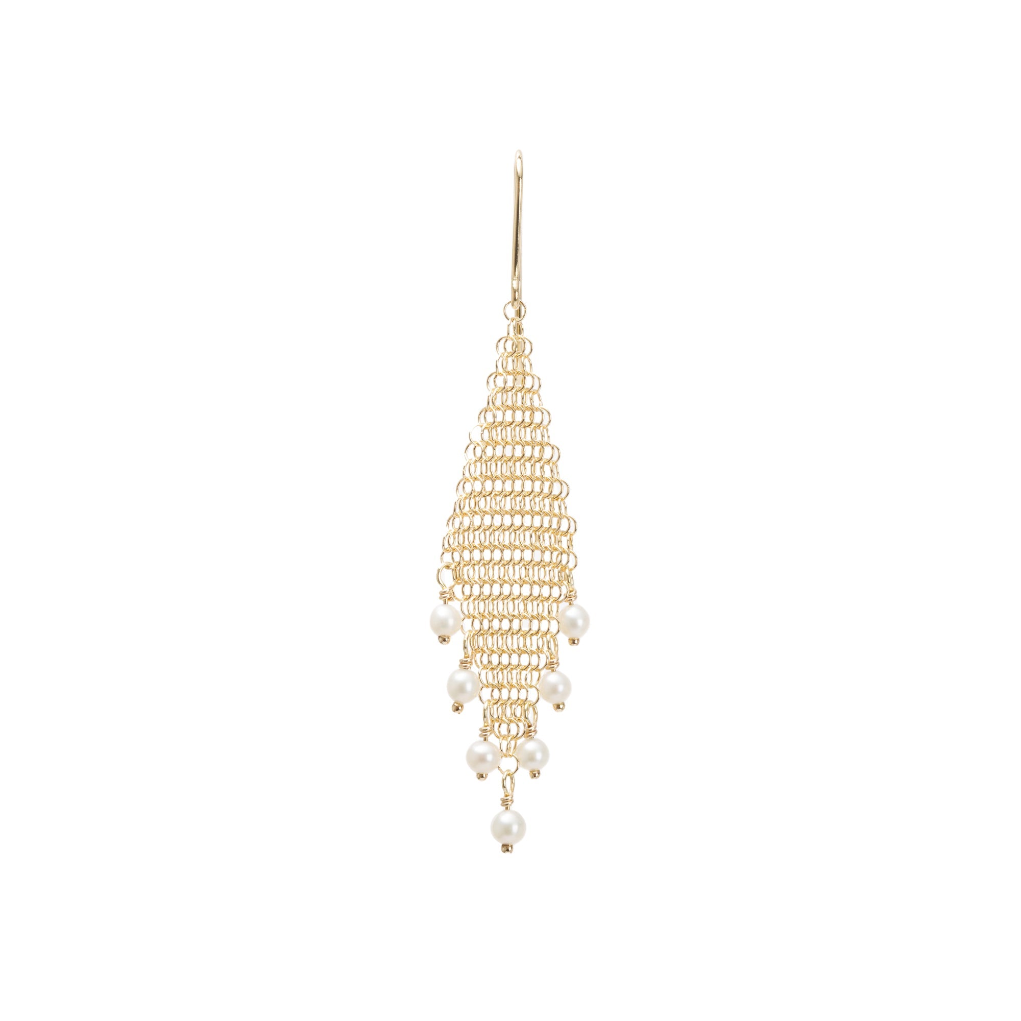 Tiffany & Co. Elsa Peretti 18k Yellow Gold Pearl Mesh Fringe Earrings